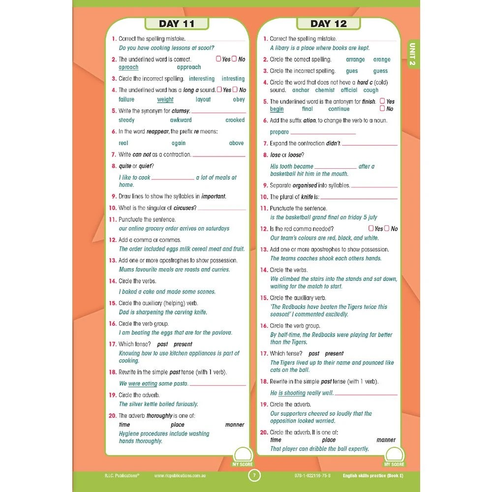 3 R.I.C English Skills Practice Book E, 3 of 5