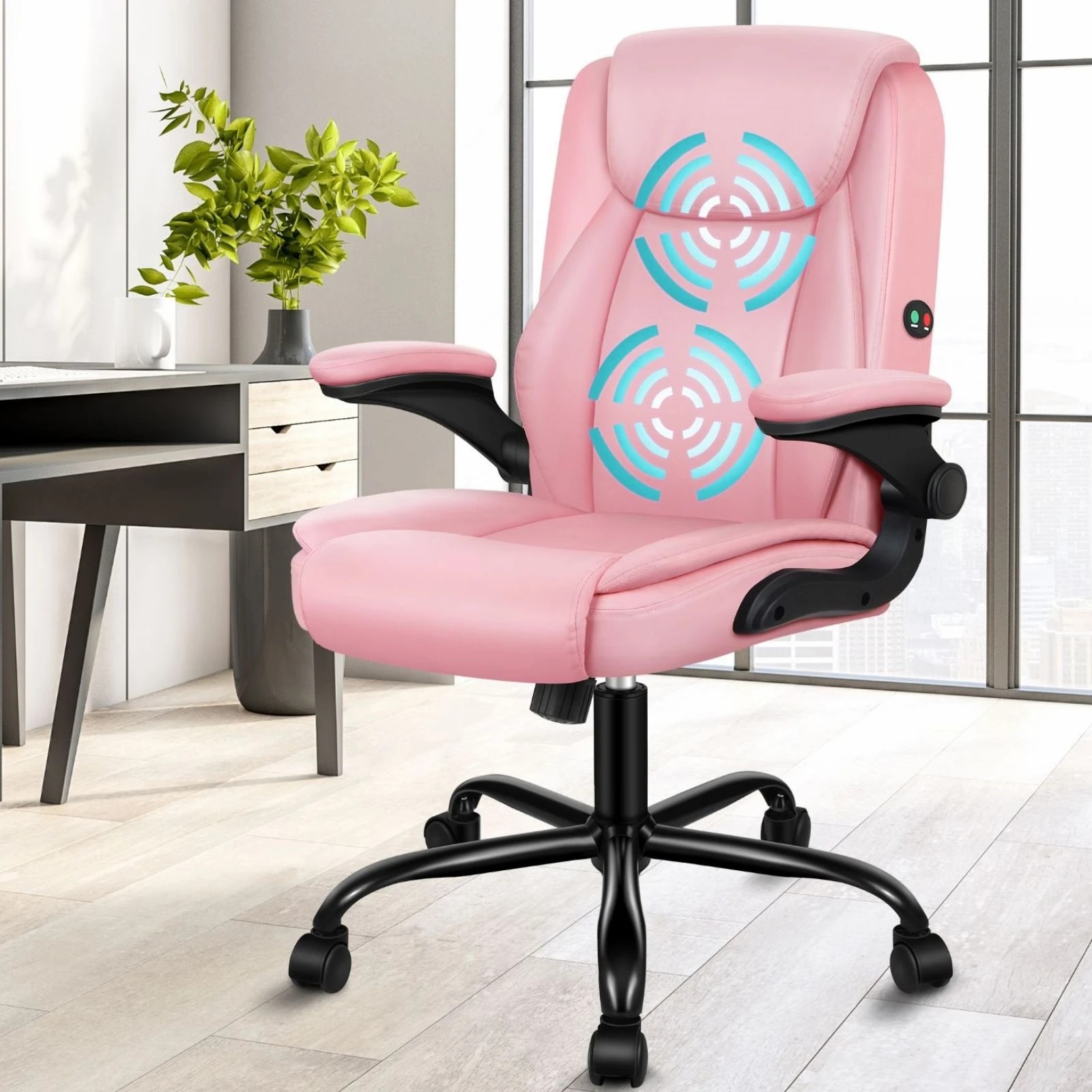 10 Alfordson Massage Office Chair Executive Computer Gaming Seat PU Leather - Pink, 10 of 10