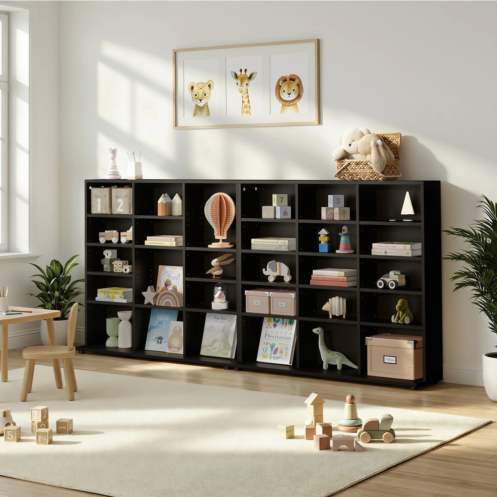 3 Oikiture Bookshelf Display Shelf Unit Bookcase CD Media Storage Rack - Black, 3 of 9