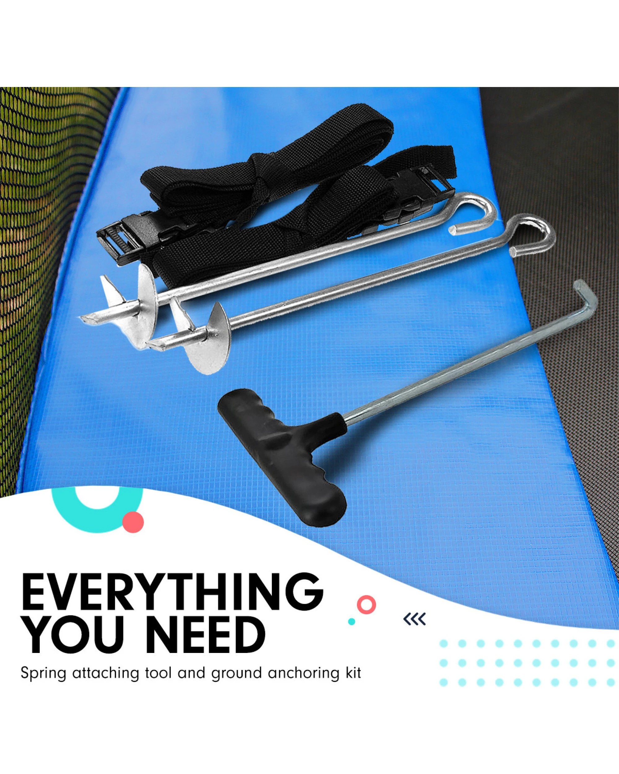 9 Kahuna Trampoline 8 Ft X 11 Ft Outdoor Rectangular Rainbow With Basketball Set, 9 of 10