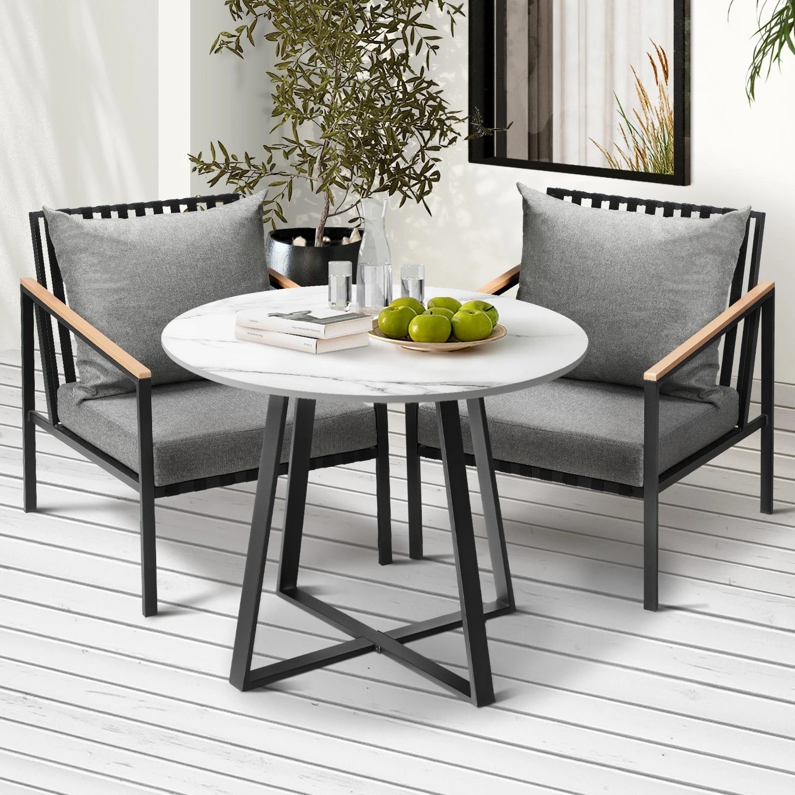 10 Livsip 3pcs Outdoor Dining Setting Table Sofa Chairs Patio Furniture Bistro Set
 - Multi, 10 of 10