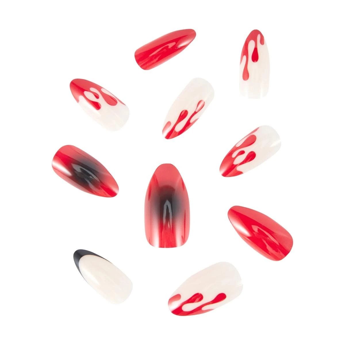 2 OXX Cosmetics Halloween 24 Pack Artificial Nails with Adhesive - Stiletto Shape, Blood, 2 of 4