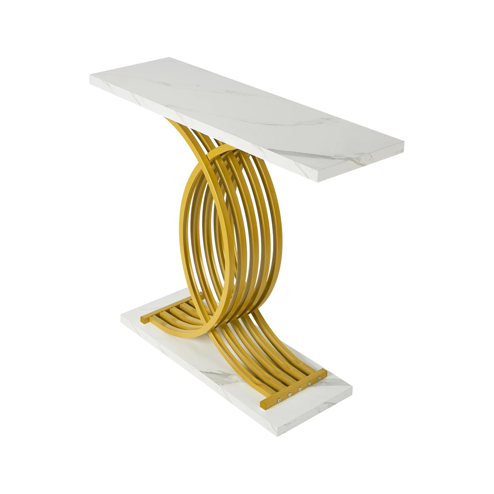 7 Oikiture Console Table Hallway Side Desk - Gold, 7 of 9