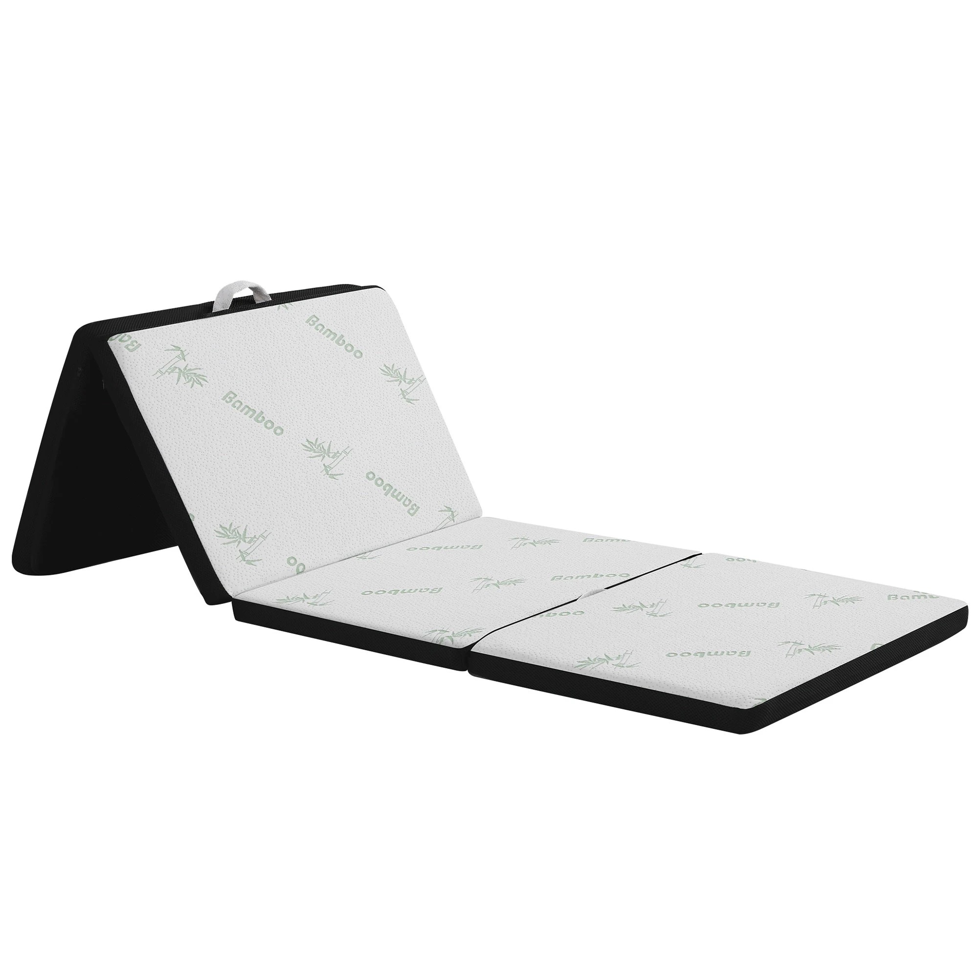 1 Giselle Bedding 4-Fold Folding Mattress 5cm Bamboo Foam Foldable Camping Bed Mat - Black, 1 of 4