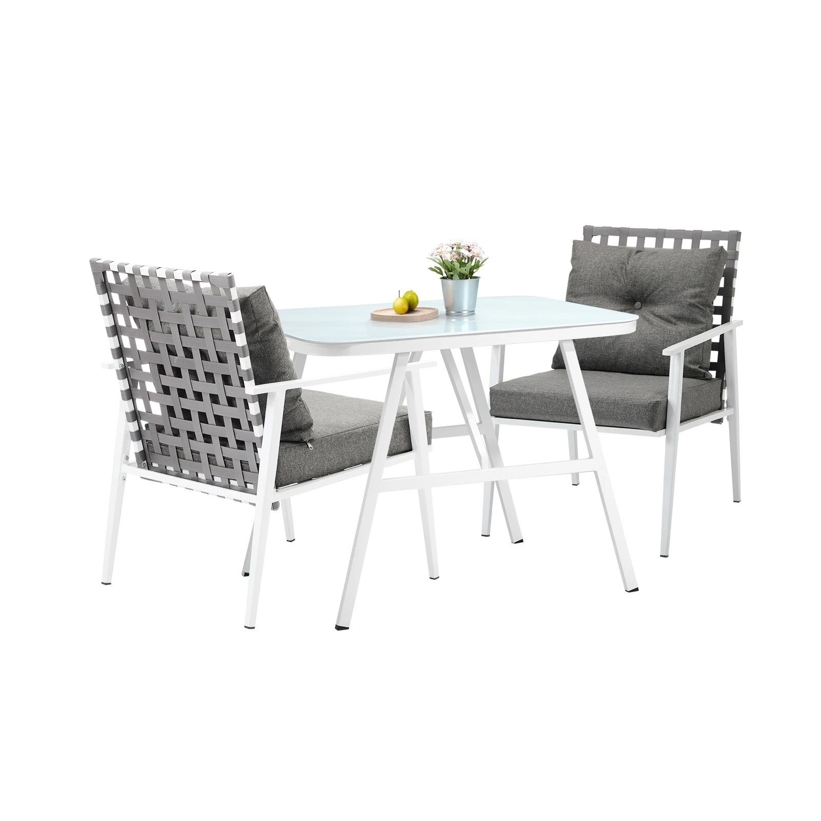 1 Livsip Outdoor Dining Set Rattan Chair Marble-style Table Garden Patio Furniture - Multi, 1 of 9