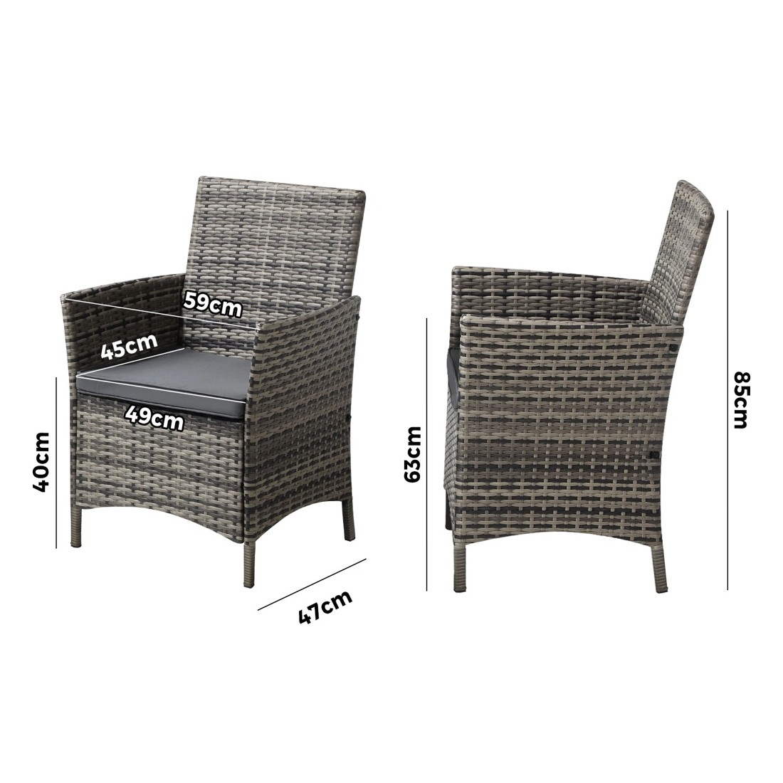 2 Livsip 2x Outdoor Dining Chairs Rattan Outdoor Patio Chairs Furniture
 - Grey, 2 of 10