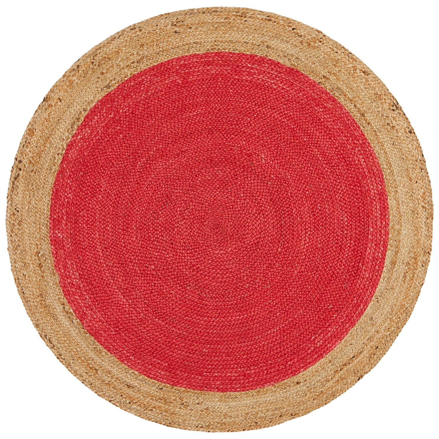 2 Common Ground Rugs Solace Polo 120x120cm - Small Round Handwoven Jute Rug - Red, 2 of 6