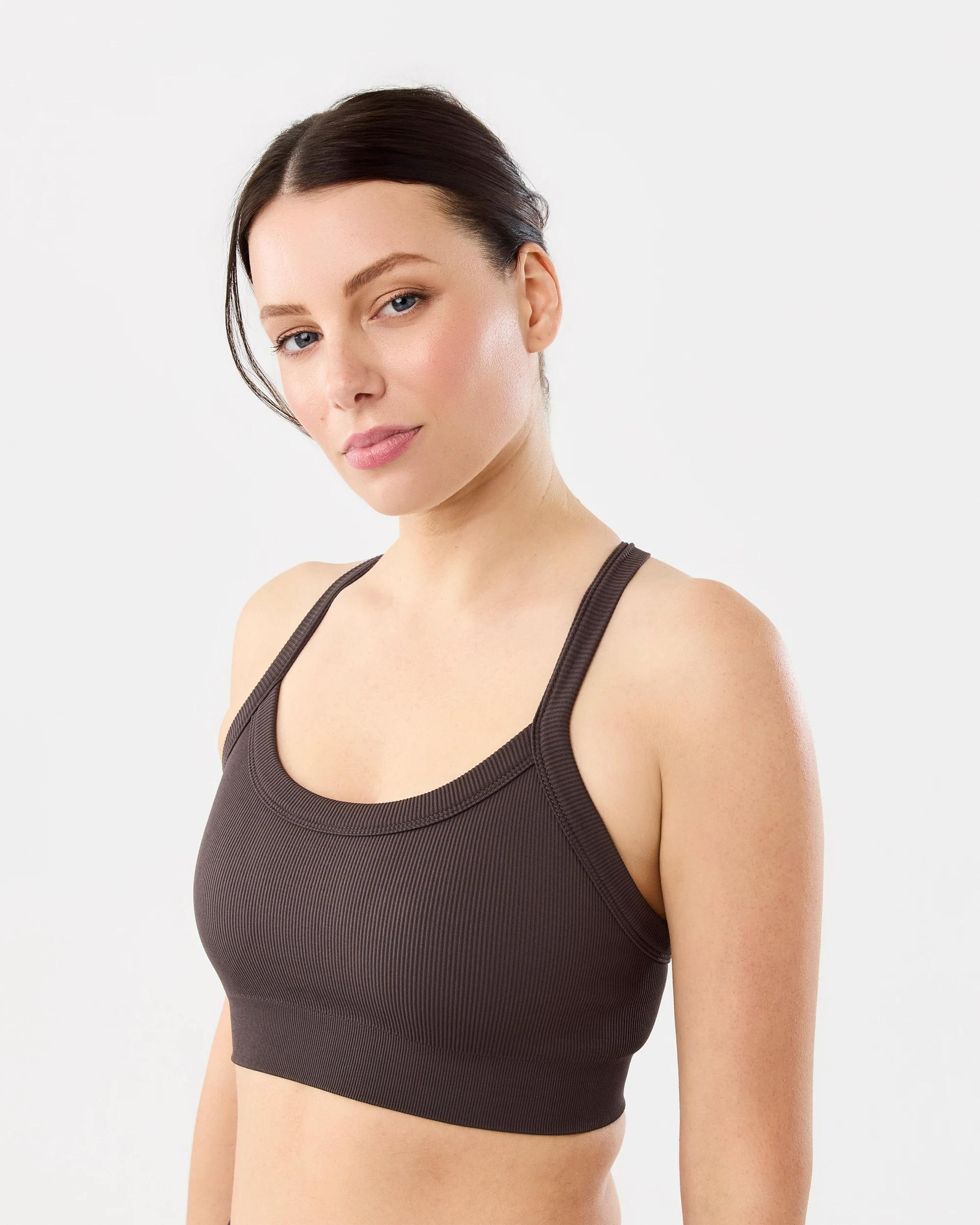 2 Active Womens Seamfree Support Crop Top Espresso, 2 of 7