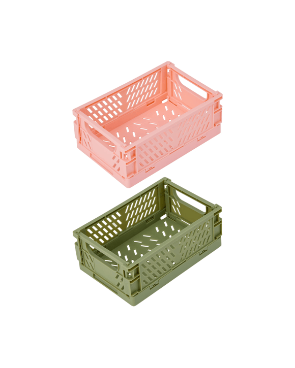 2 Pack Collapsible Containers - Pink and Green