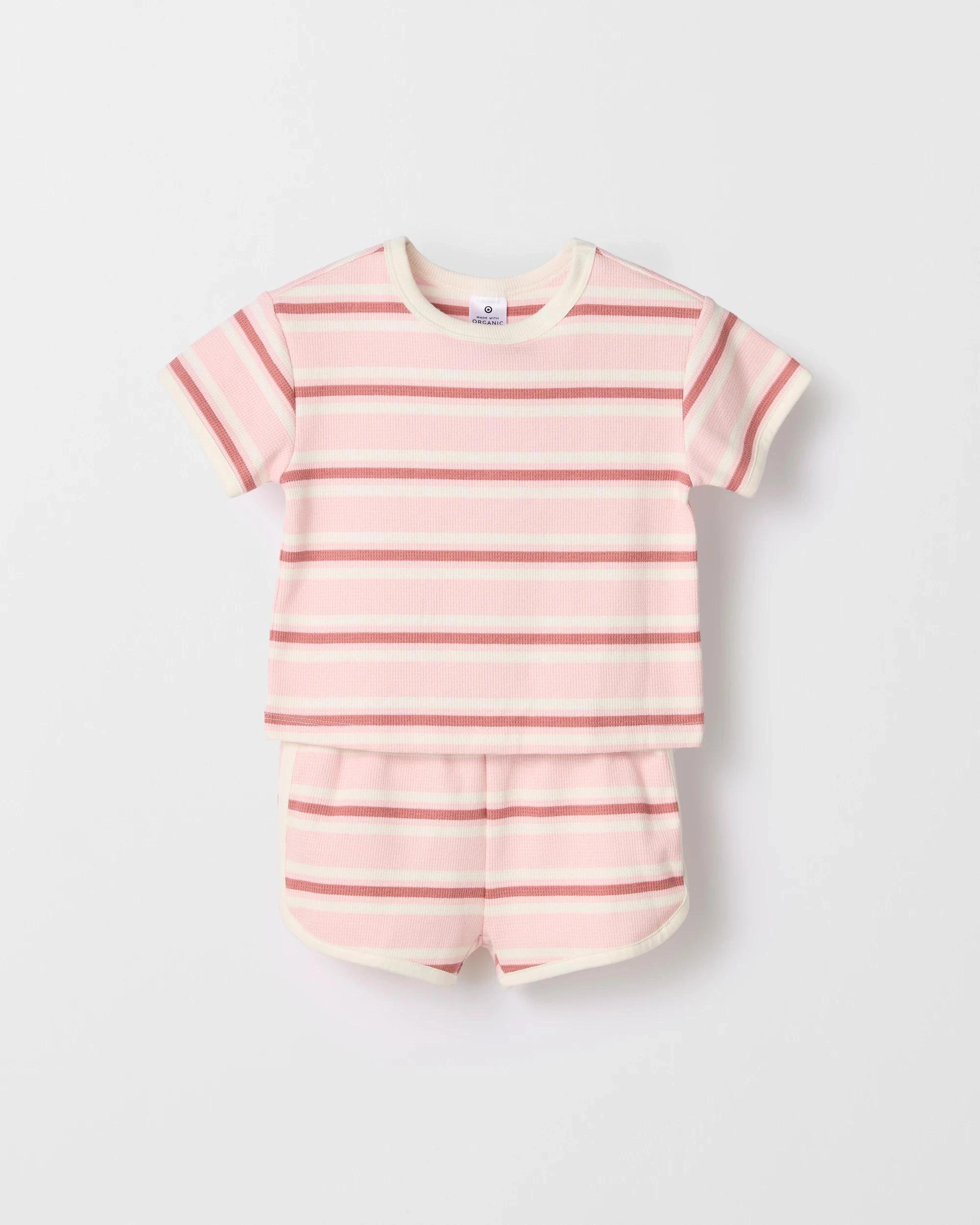 3 Target Organic Cotton Baby Waffle Top and Short 2 Piece Set PINK, 3 of 5