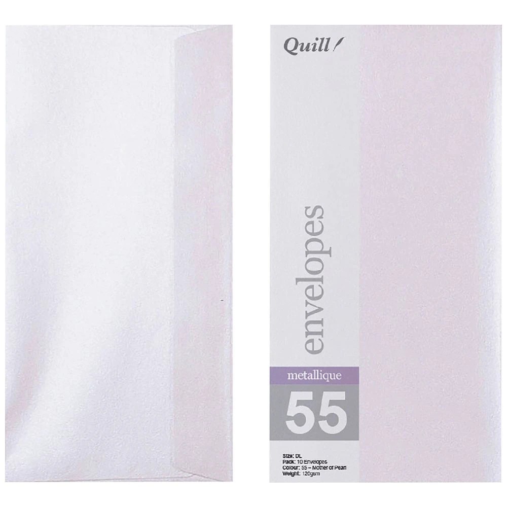 1 Quill DL Envelopes Metallique Pearl 10 Pack, 1 of 2