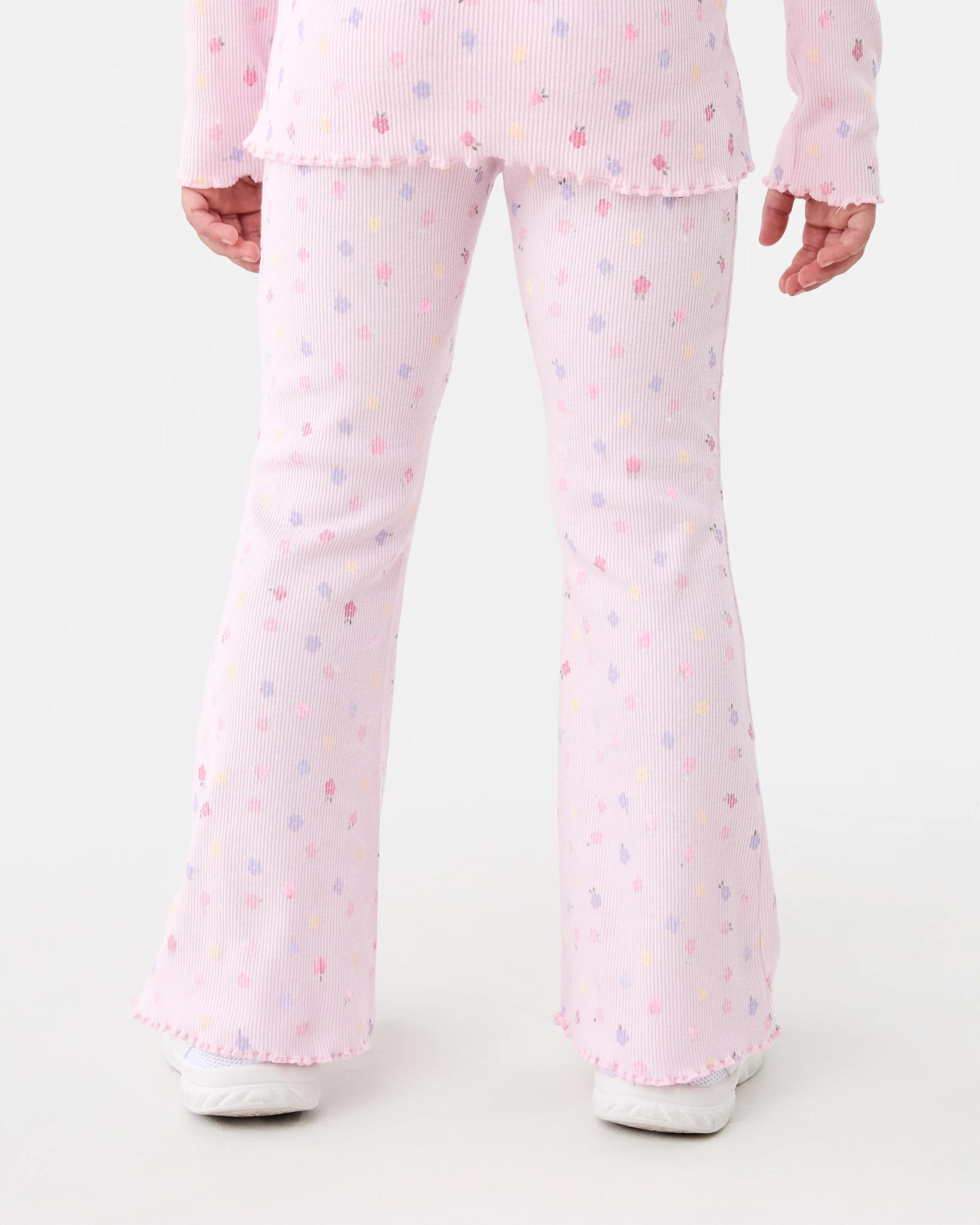 2 Rib Flare Leggings Pnk Flwrs, 2 of 3