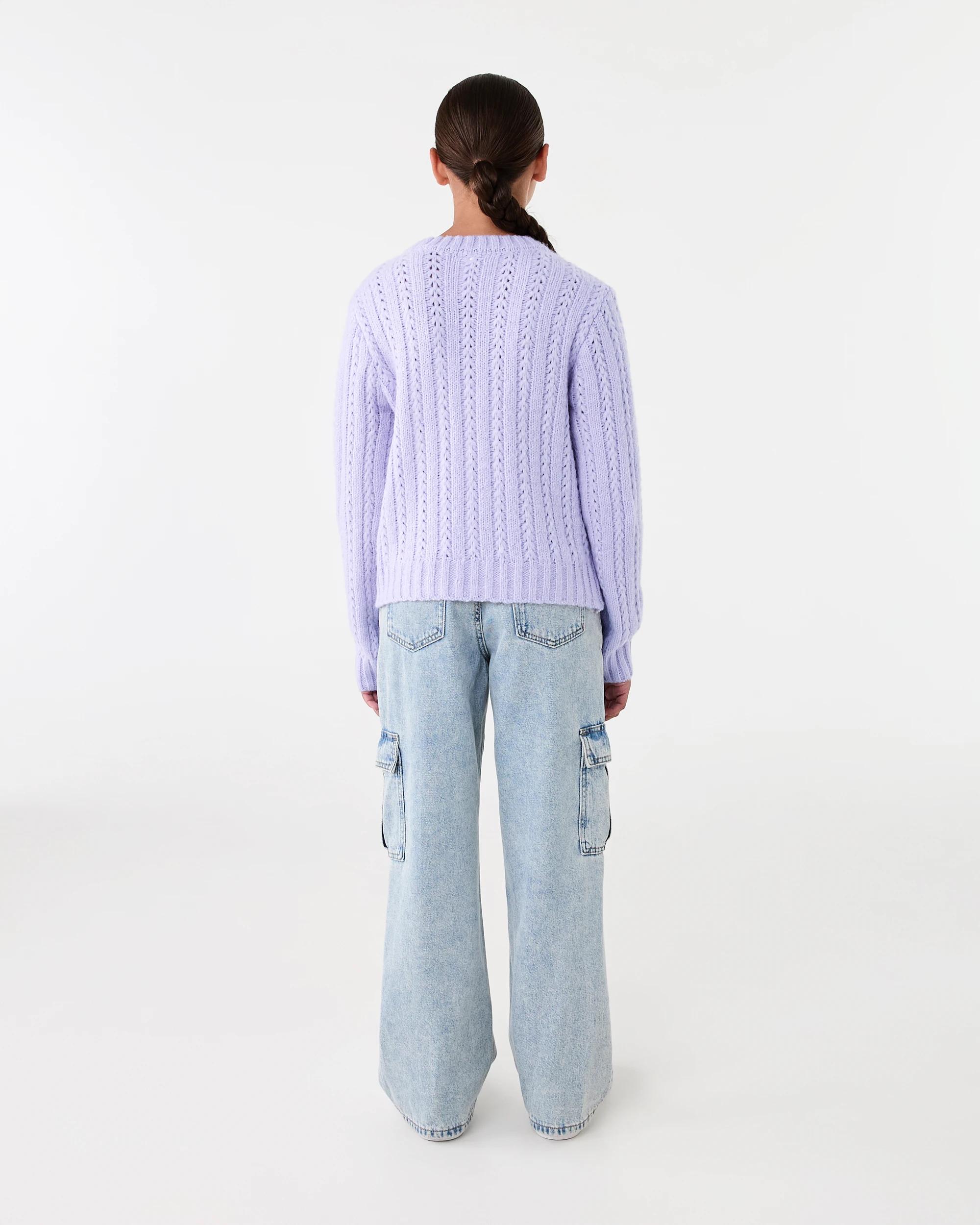 7 Cable Bear Crew Knit Sweatshirt Prple Bear, 7 of 7
