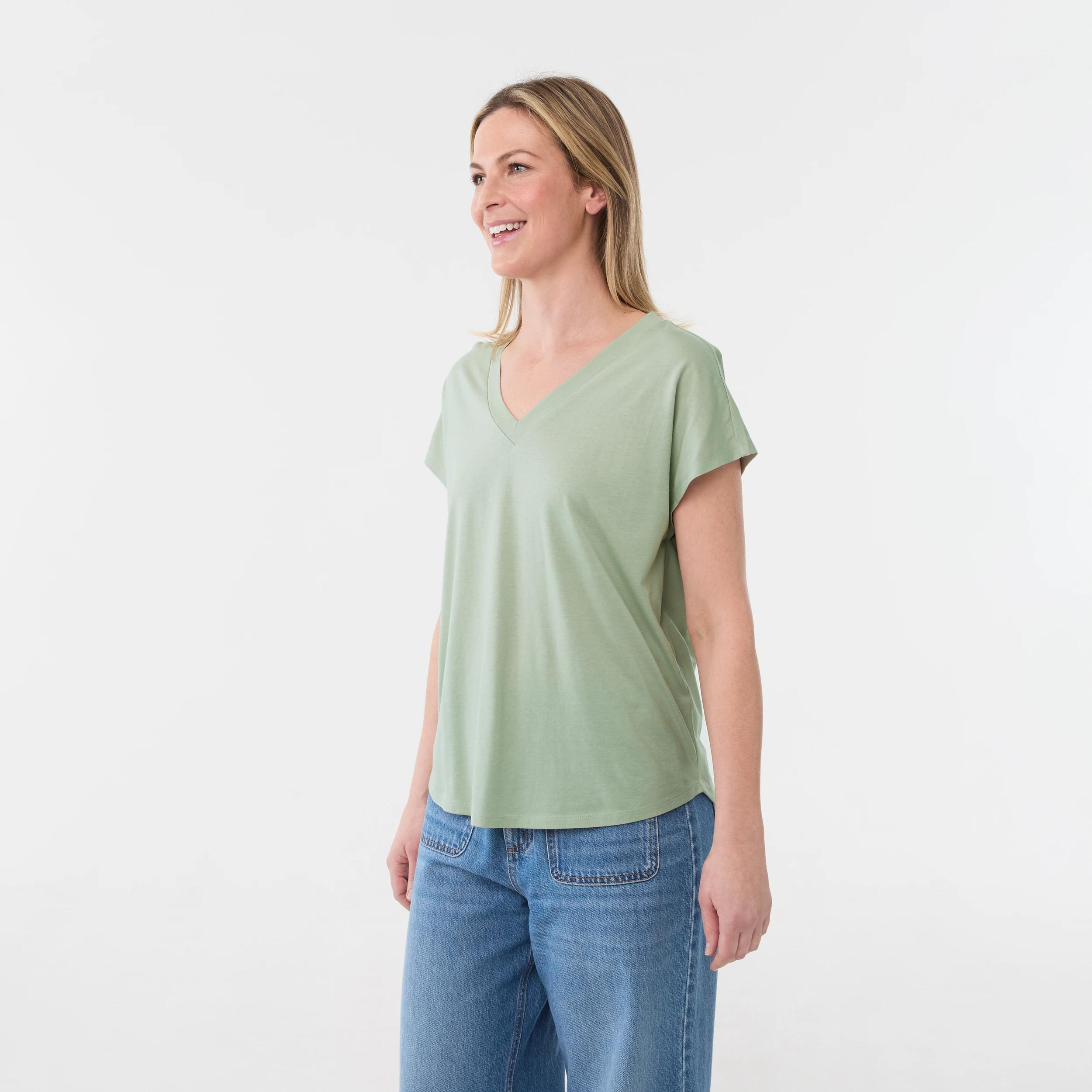 2 Short Extended Sleeve V-Neck T-shirt MINERAL GRAY, 2 of 5