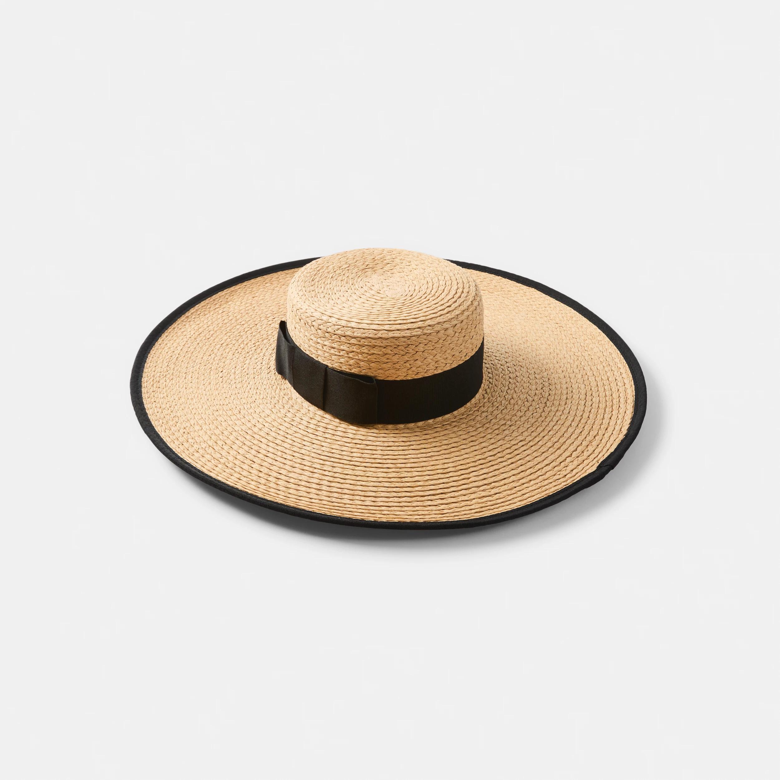 2 Ribbon Trim Wide Brim Hat Natural, 2 of 3