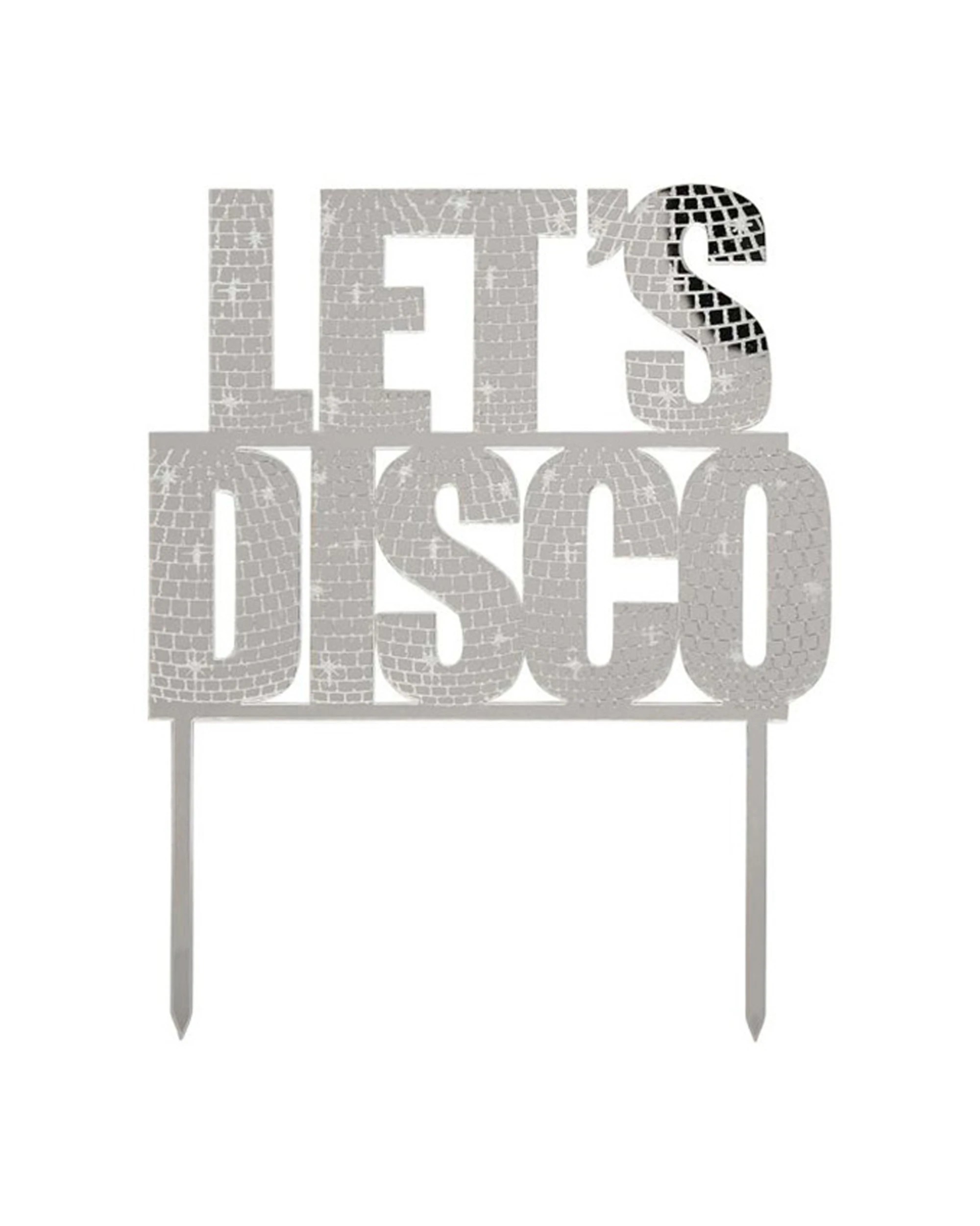 1 Anagram Lets Disco Party Cake Topper Birthday Celebration Decor - Silver, 1 of 2