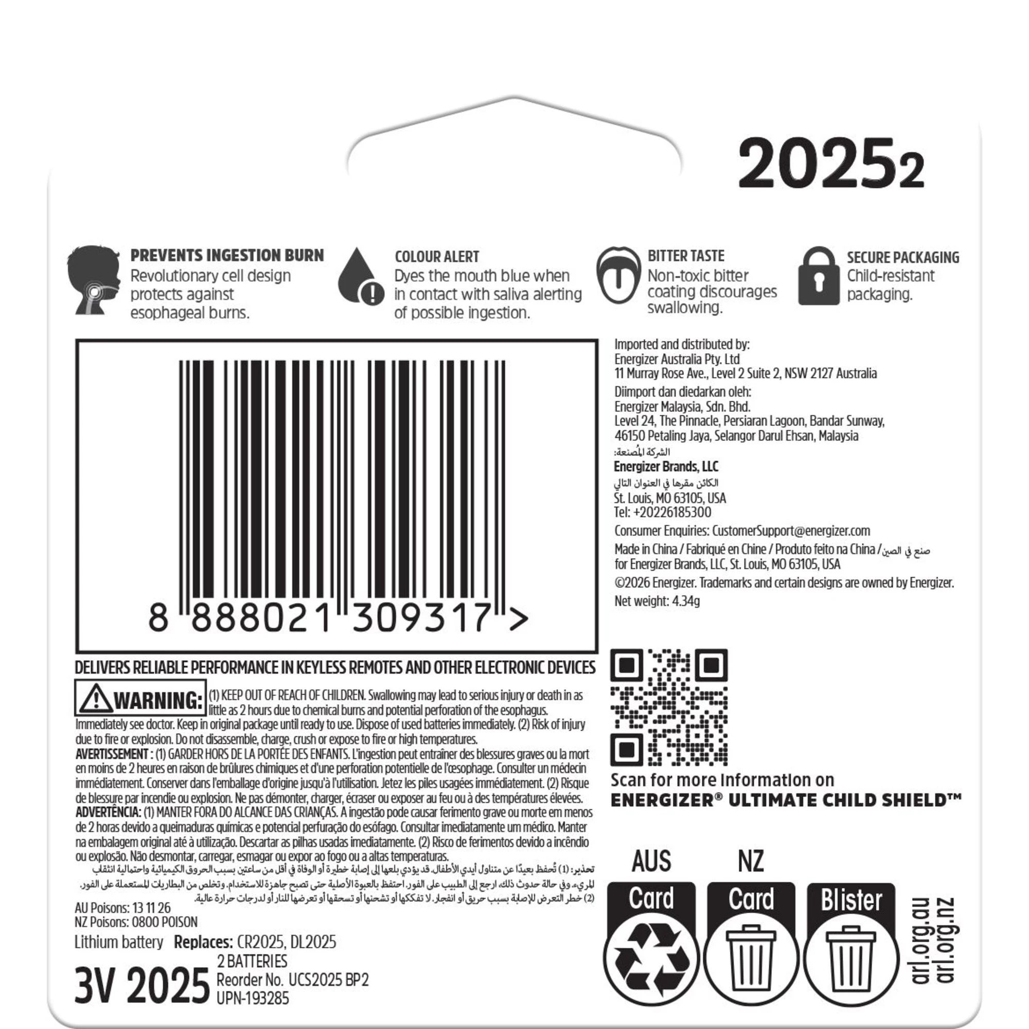 2 2 Pack Energizer Ultimate Child Shield 2025 Lithium Batteries, 2 of 10