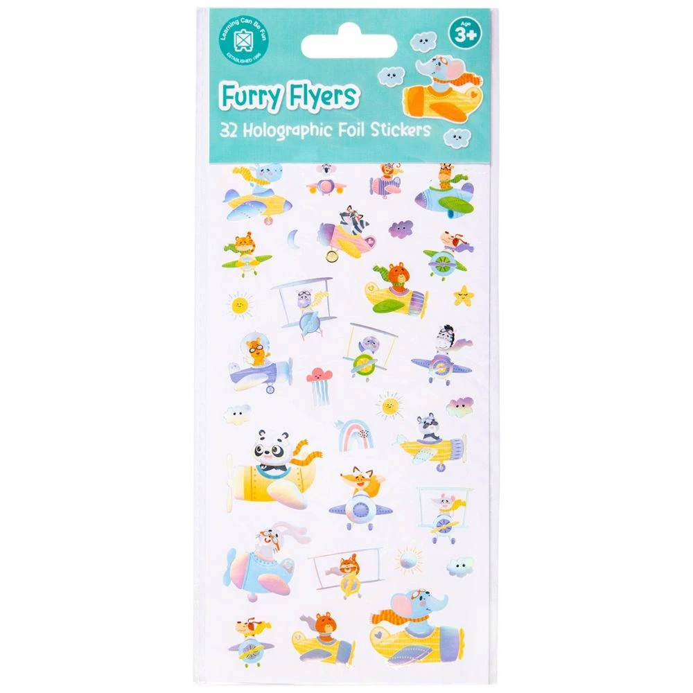 1 Learning Can Be Fun Furry Flyers Holographic Stickers, 1 of 3