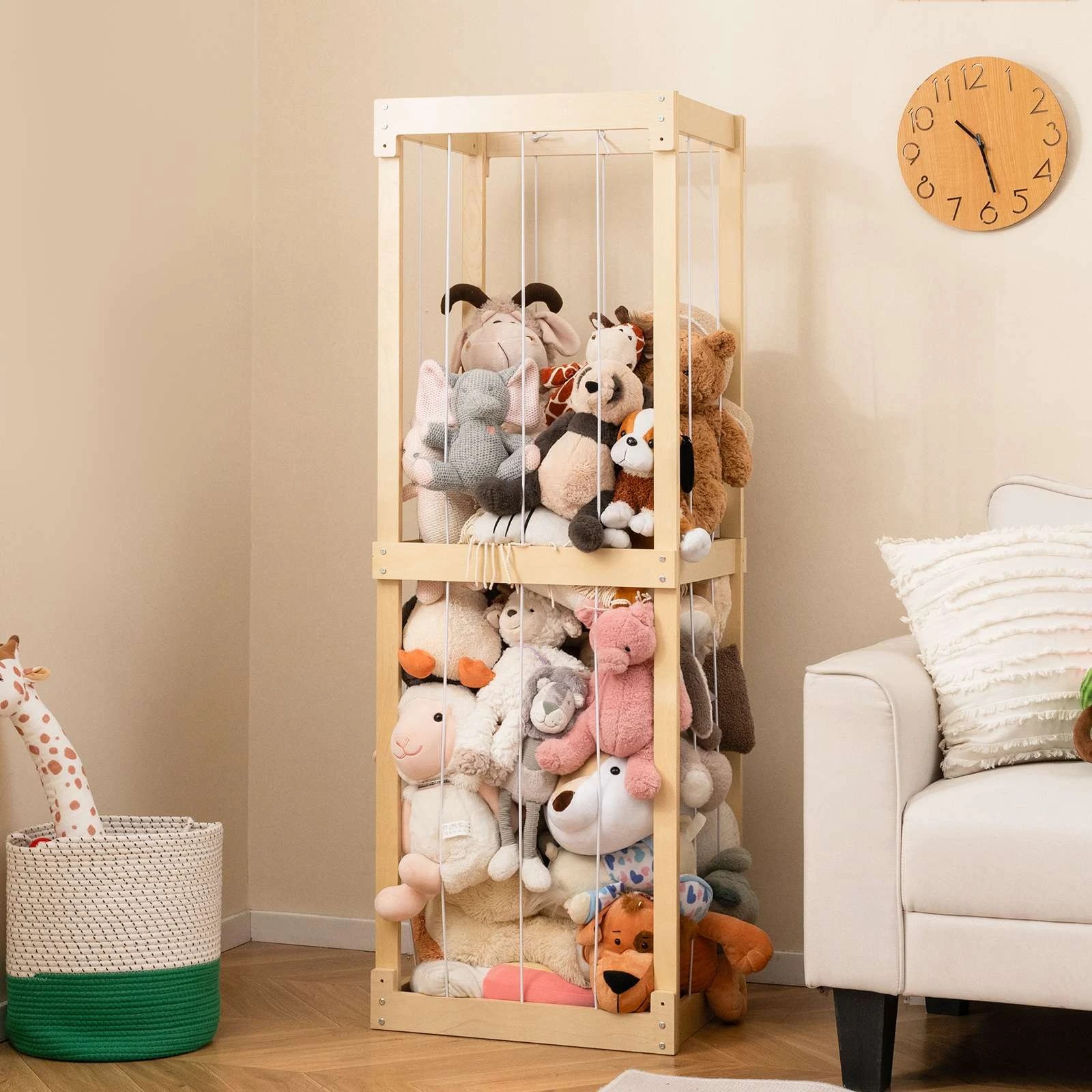3 Costway Wooden Toy Storage Organizer Tall Display Rack, 3 of 6