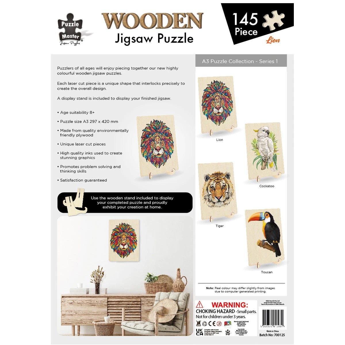 3 Puzzle Master 145 Piece Wooden Jigsaw Puzzle Lion a3 Series, 3 of 4