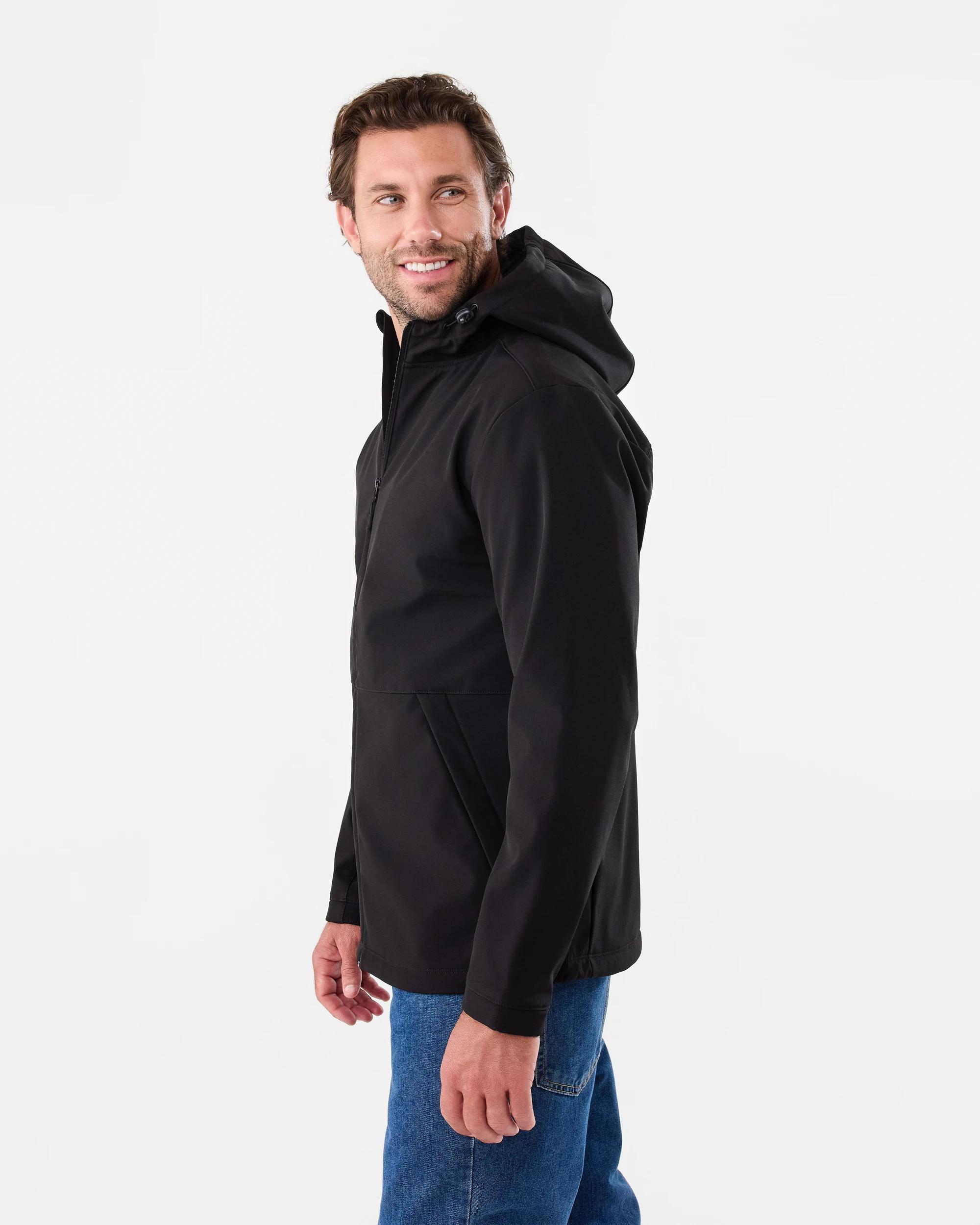 3 Active Mens Outdoor Bonded Shell Jacket Black 2, 3 of 8