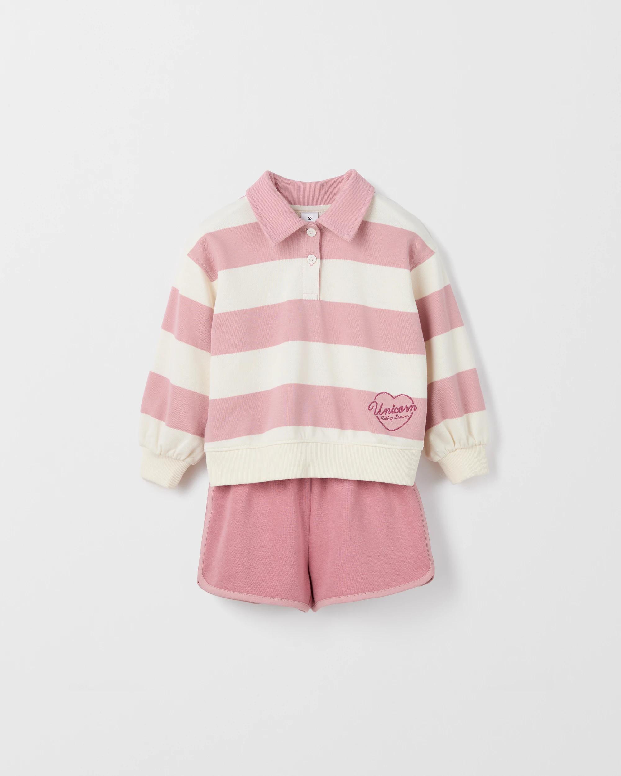 7 Target Australian Cotton Blend Fleece Top and Short 2 Piece Set PINK STRIPE, 7 of 9