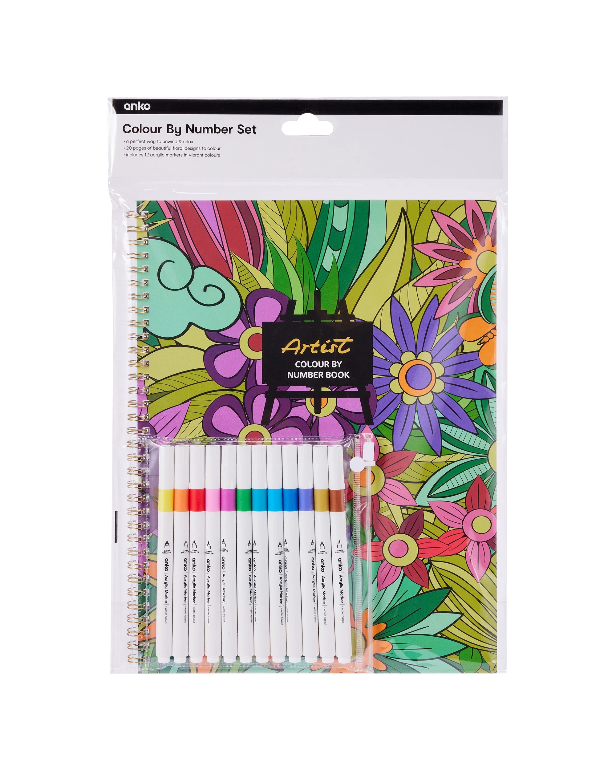 6 Colour By Number Set - Flowers, 6 of 6