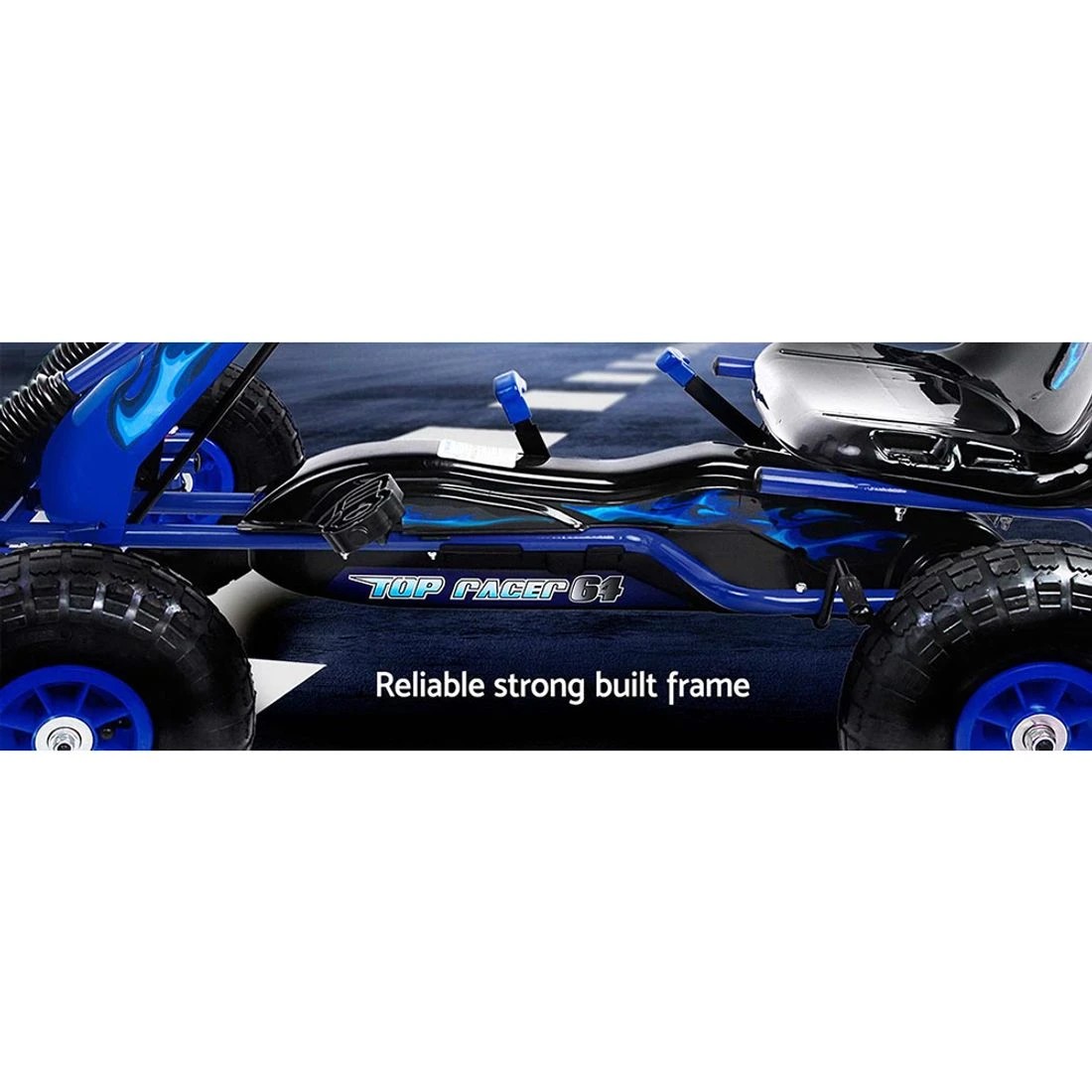 4 Rigo Kids Pedal Go Kart Ride On Toys Racing Car Rubber Tyre - Blue, 4 of 7