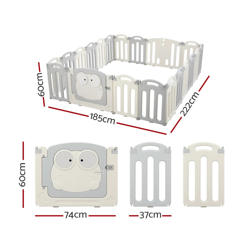 2 Keezi Baby Playpen 20 Panels Foldable Toddler Fence Safety Play Activity Centre - Grey, 2 of 4