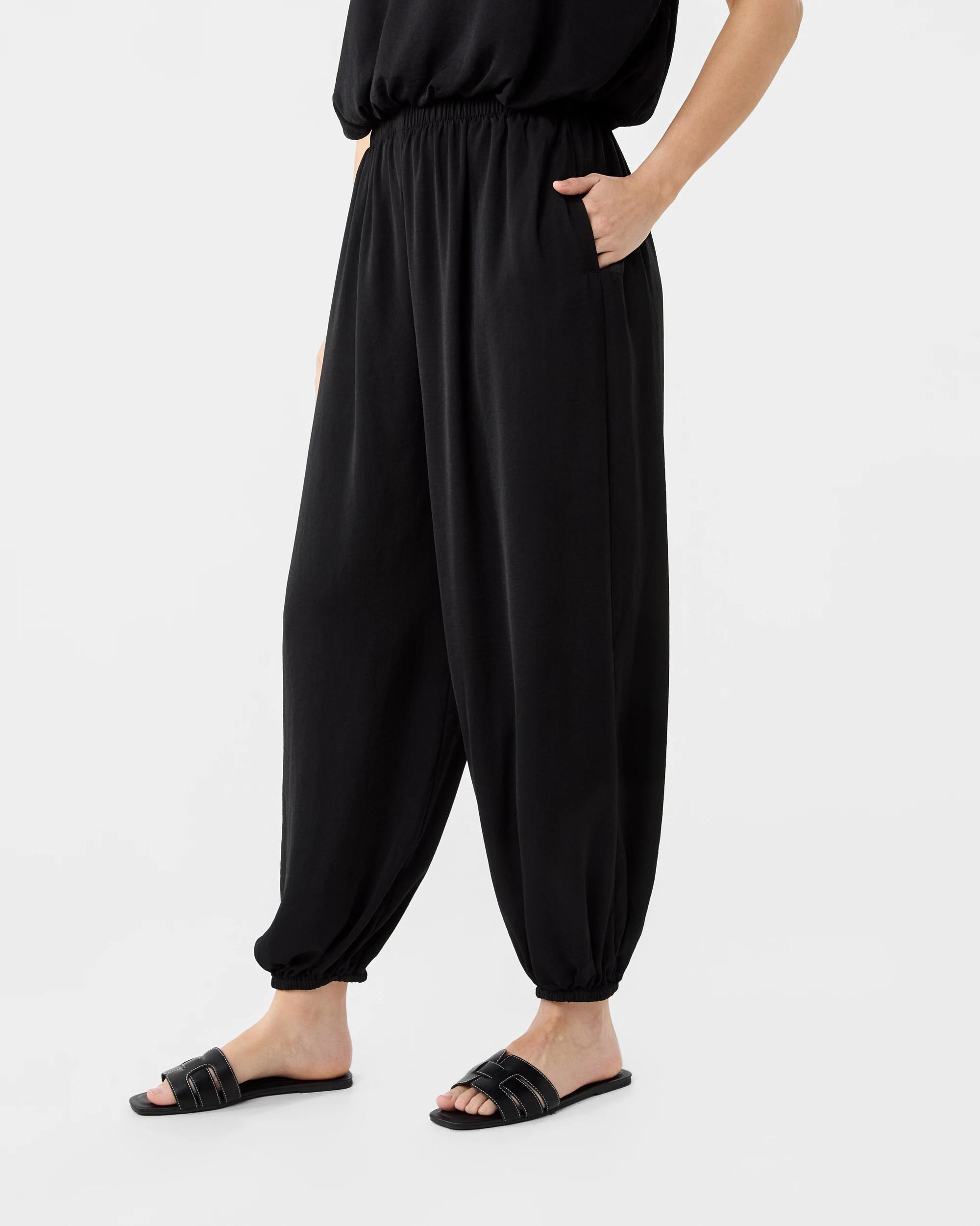 2 Satin Harem Pants Black, 2 of 6