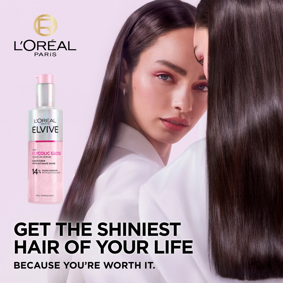 3 L'Oreal Paris Elvive Glycolic Gloss Leave-in Serum - 14% Gloss Complex with Glycolic Acid, 3 of 8