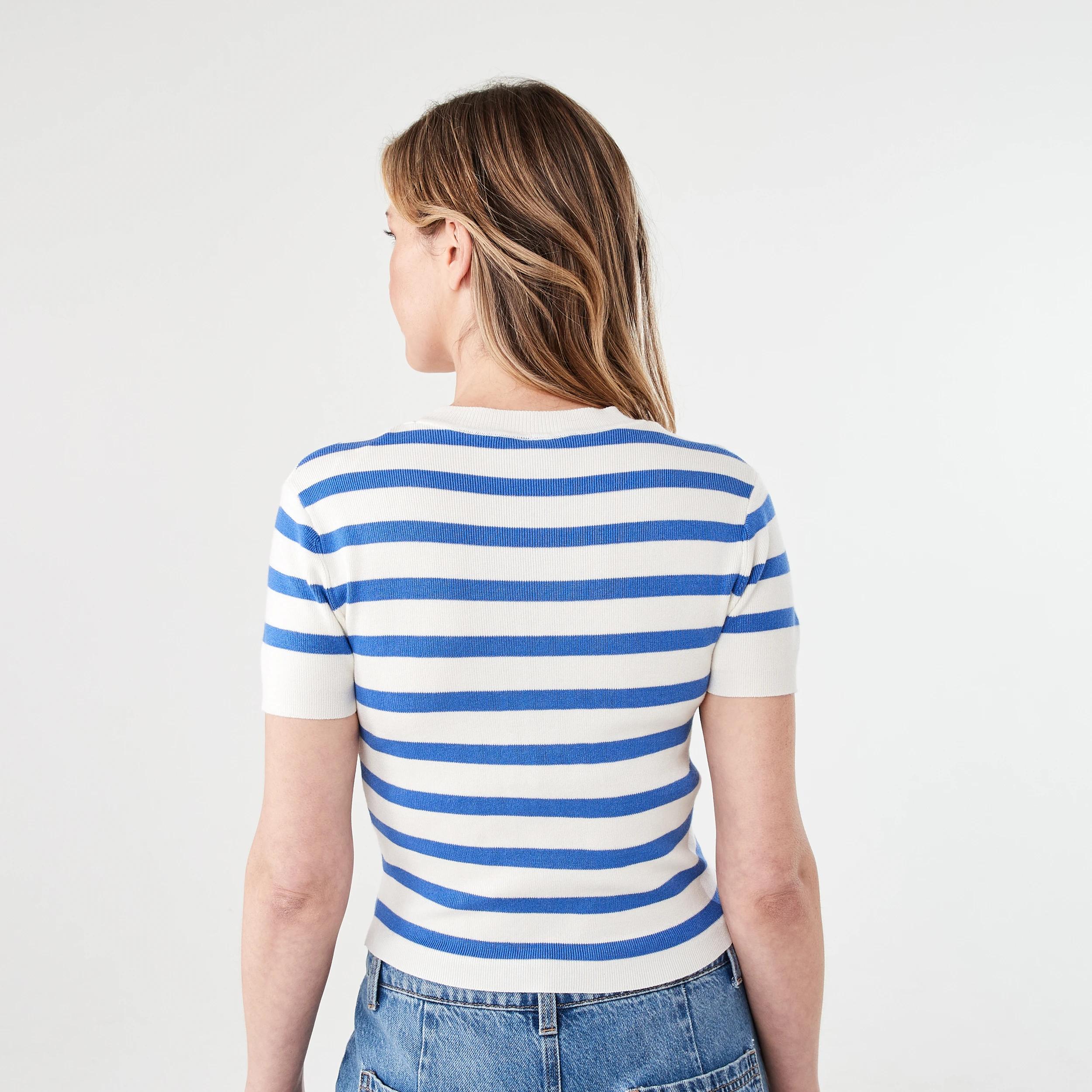 3 Short Sleeve True Knit Fitted T-shirt BOLD STRIPE BLUE MARINE, 3 of 5