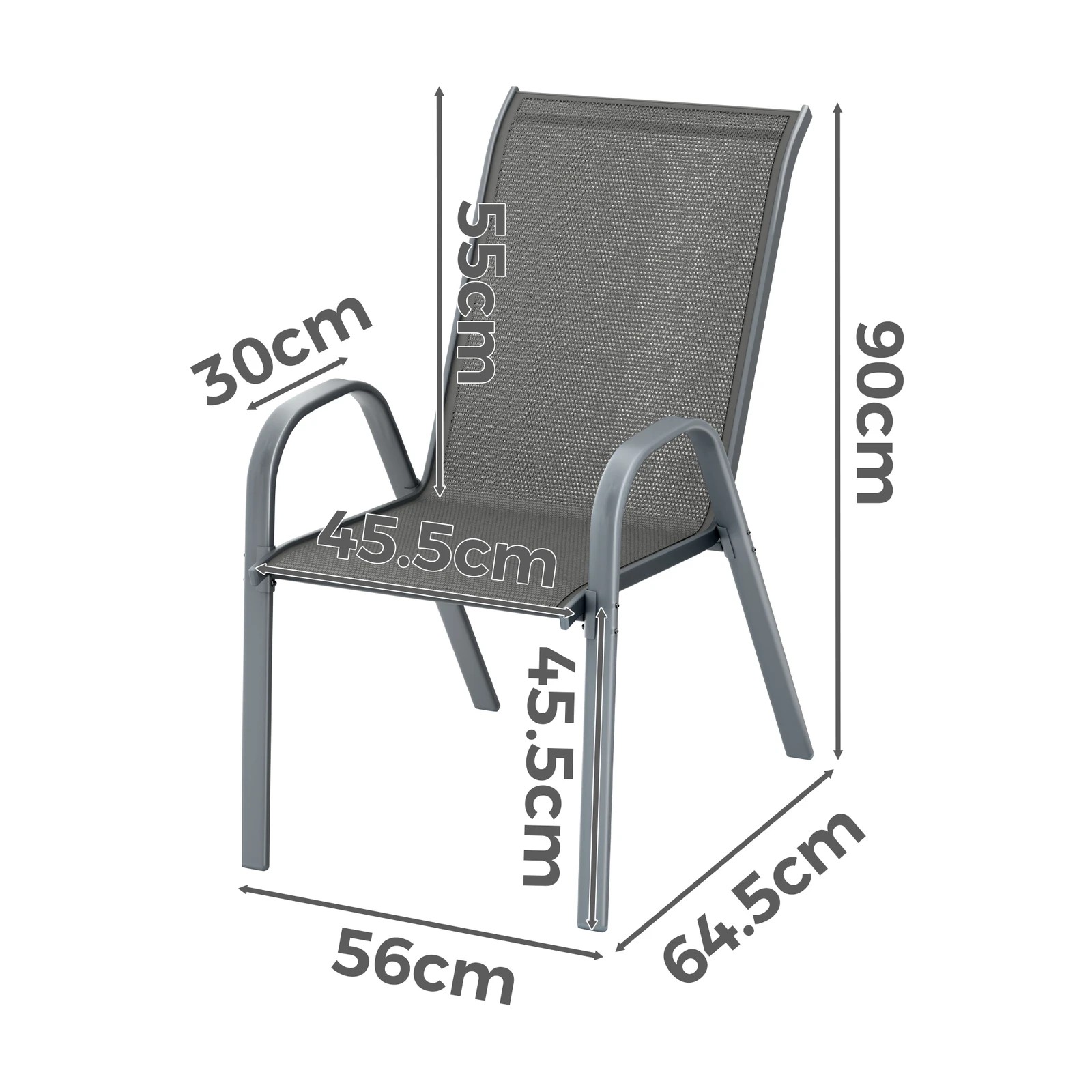 5 Alfordson 6x Outdoor Lounge Chairs Patio Dining Furniture Garden Stackable - Grey, 5 of 10