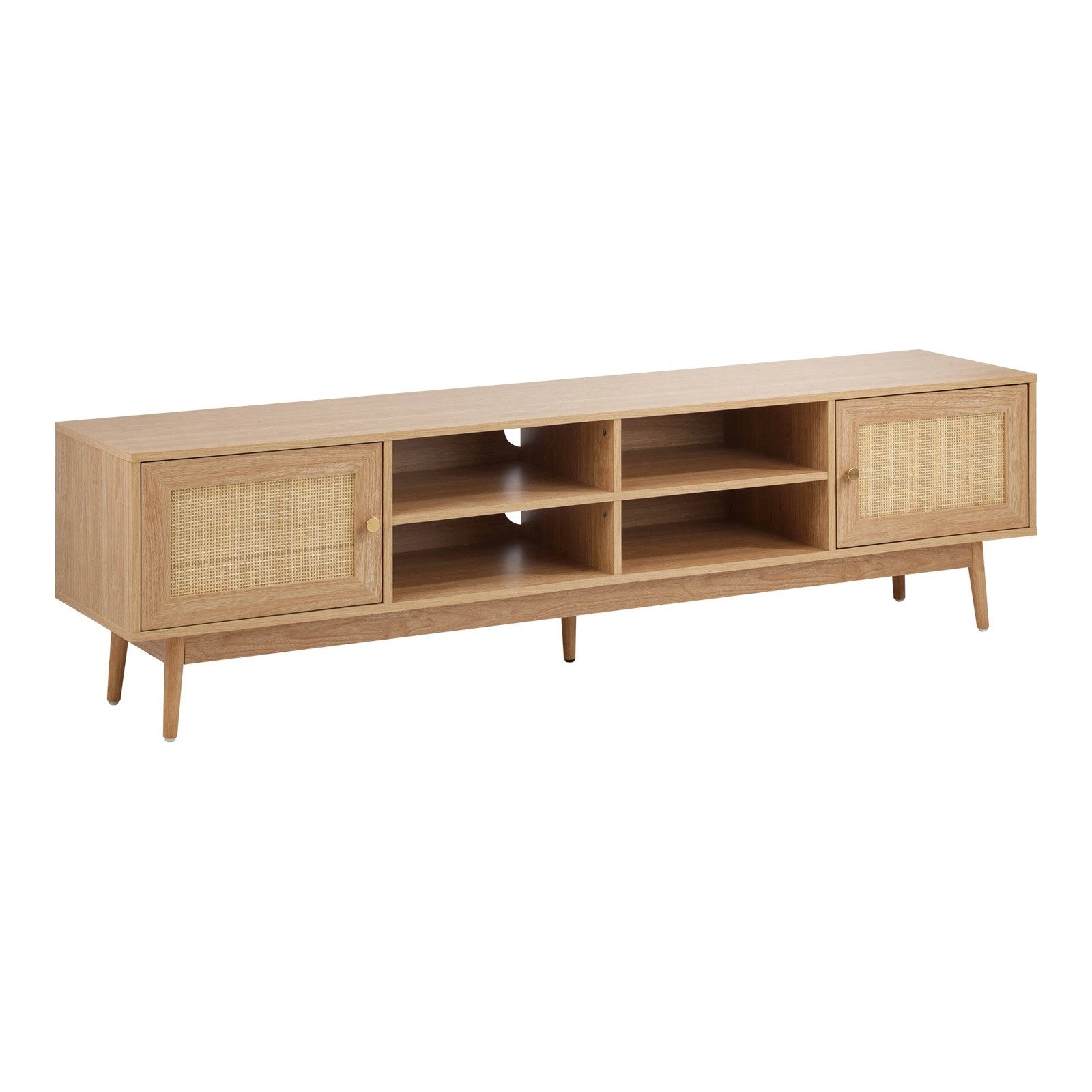 5 Oikiture Tv Cabinet Entertainment Unit Rattan Drawers 180cm
 - Natural, 5 of 8