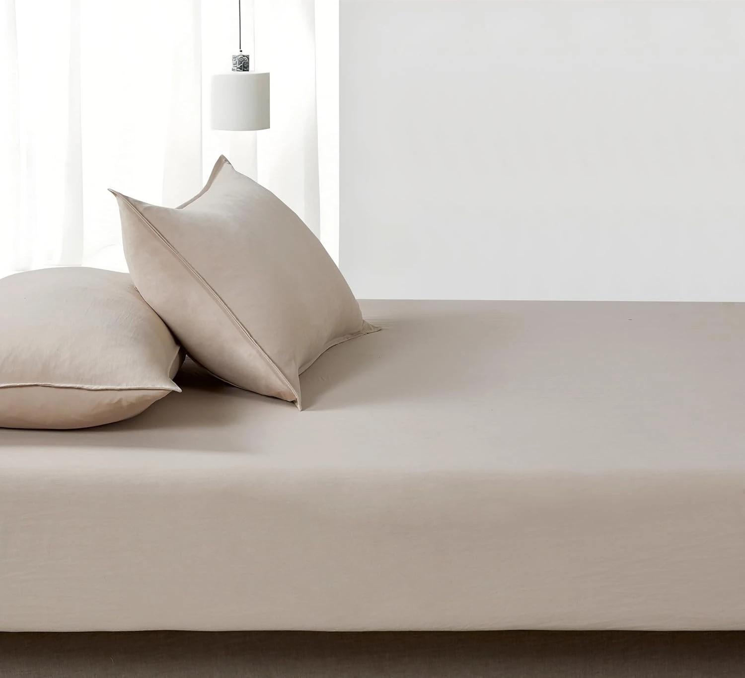 2 CleverPolly 100% Vintage Washed Microfibre Fitted Sheet Set - Linen - Double Bed, 2 of 4