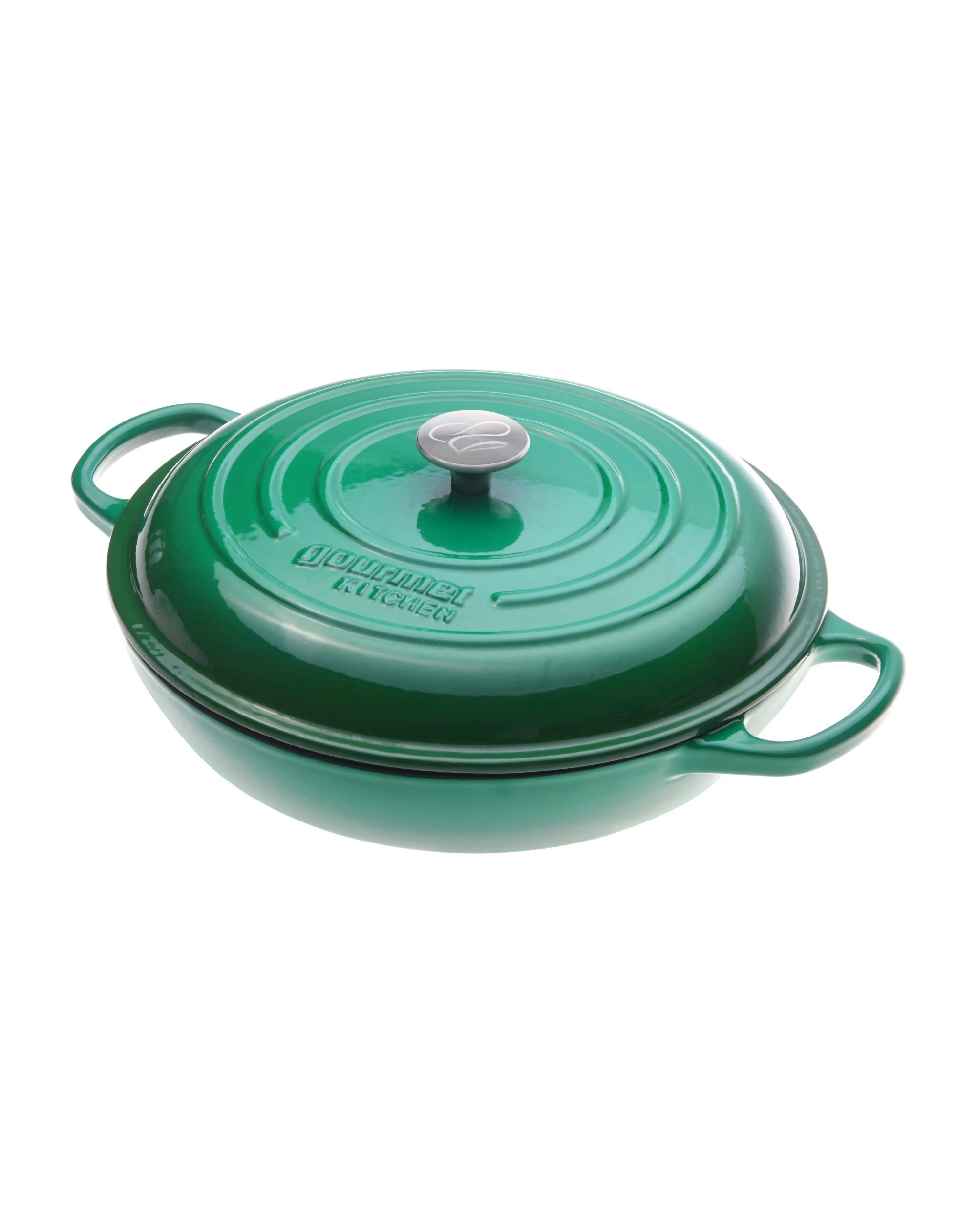 4 Gourmet Kitchen Enamelled Cast Iron Shallow Casserole 30cm - Eden Green, 4 of 8