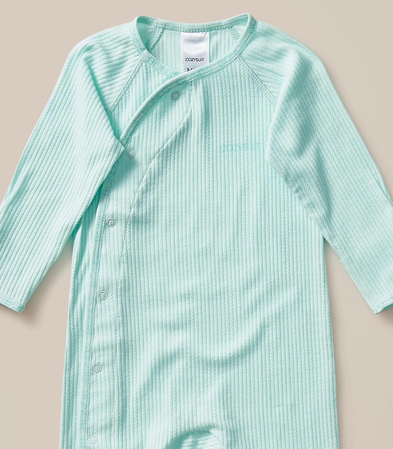 3 Bonds Baby Pointelle Cozysuit AQUA, 3 of 4