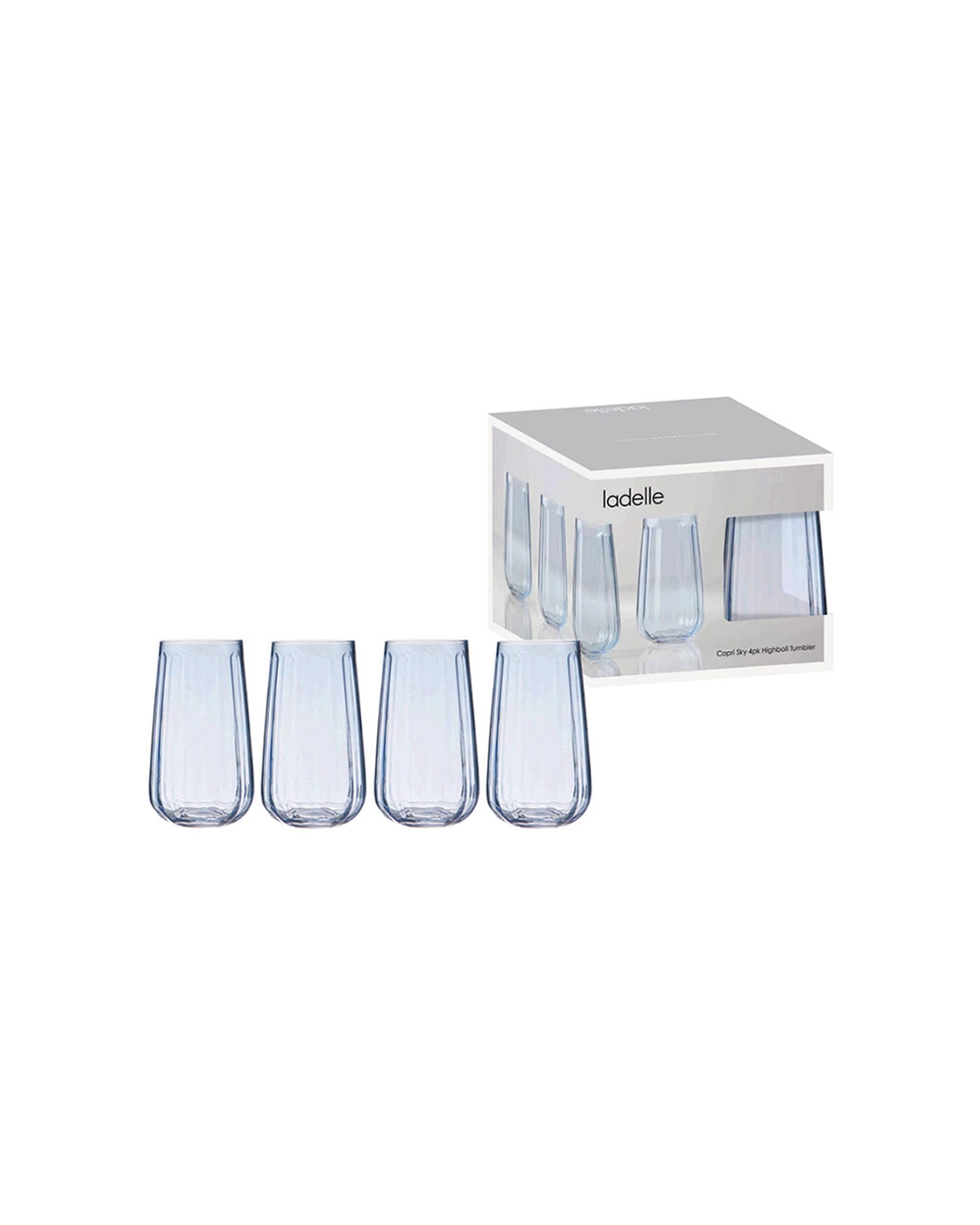 2 Ladelle 4pc Capri Highball Tumbler 550ml Tall Drinking Glass - Blue, 2 of 2