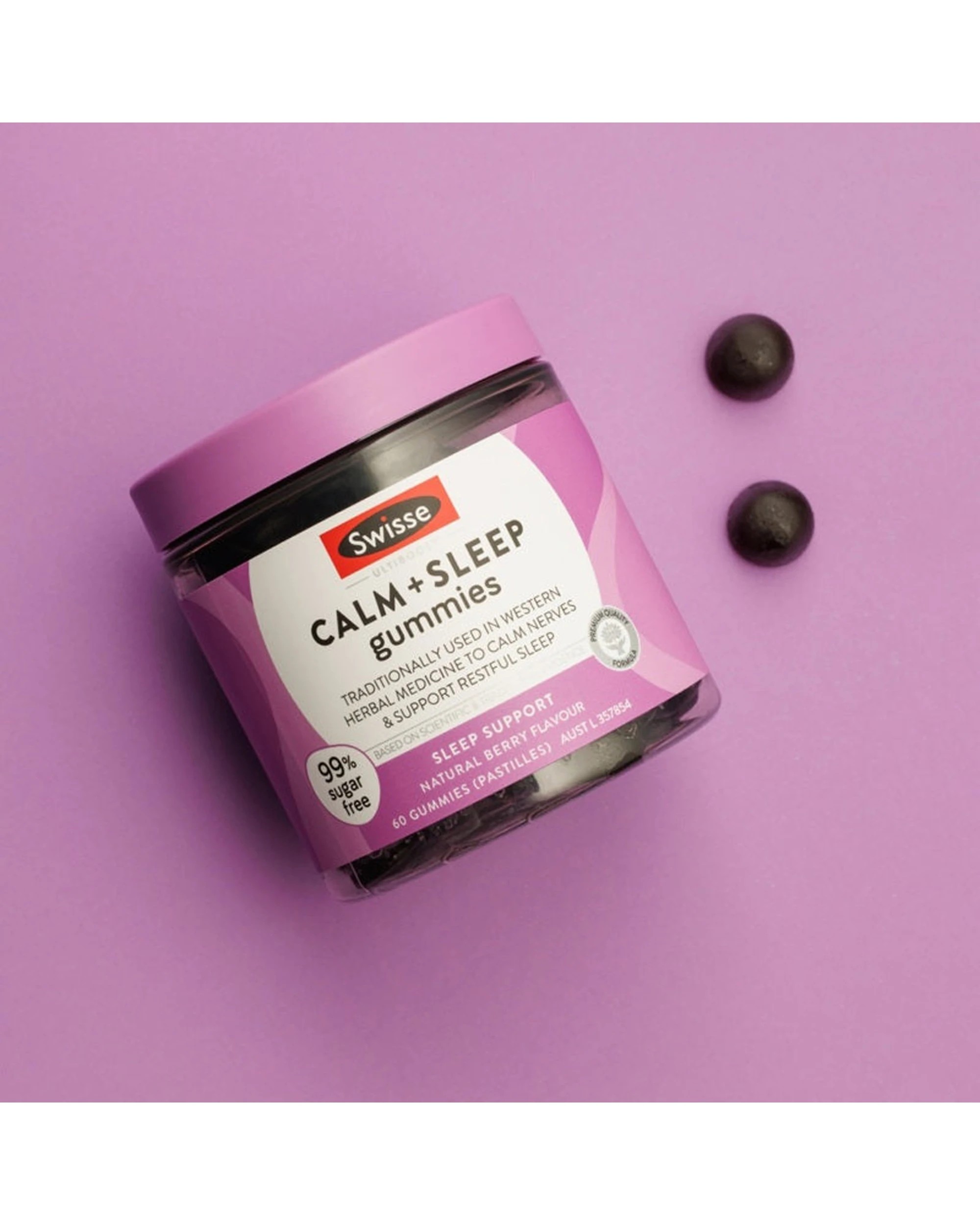 6 Swisse 60pc Ultiboost Calm + Sleep Gummies Tablets Support Stress Response & Restful Sleep, 6 of 7