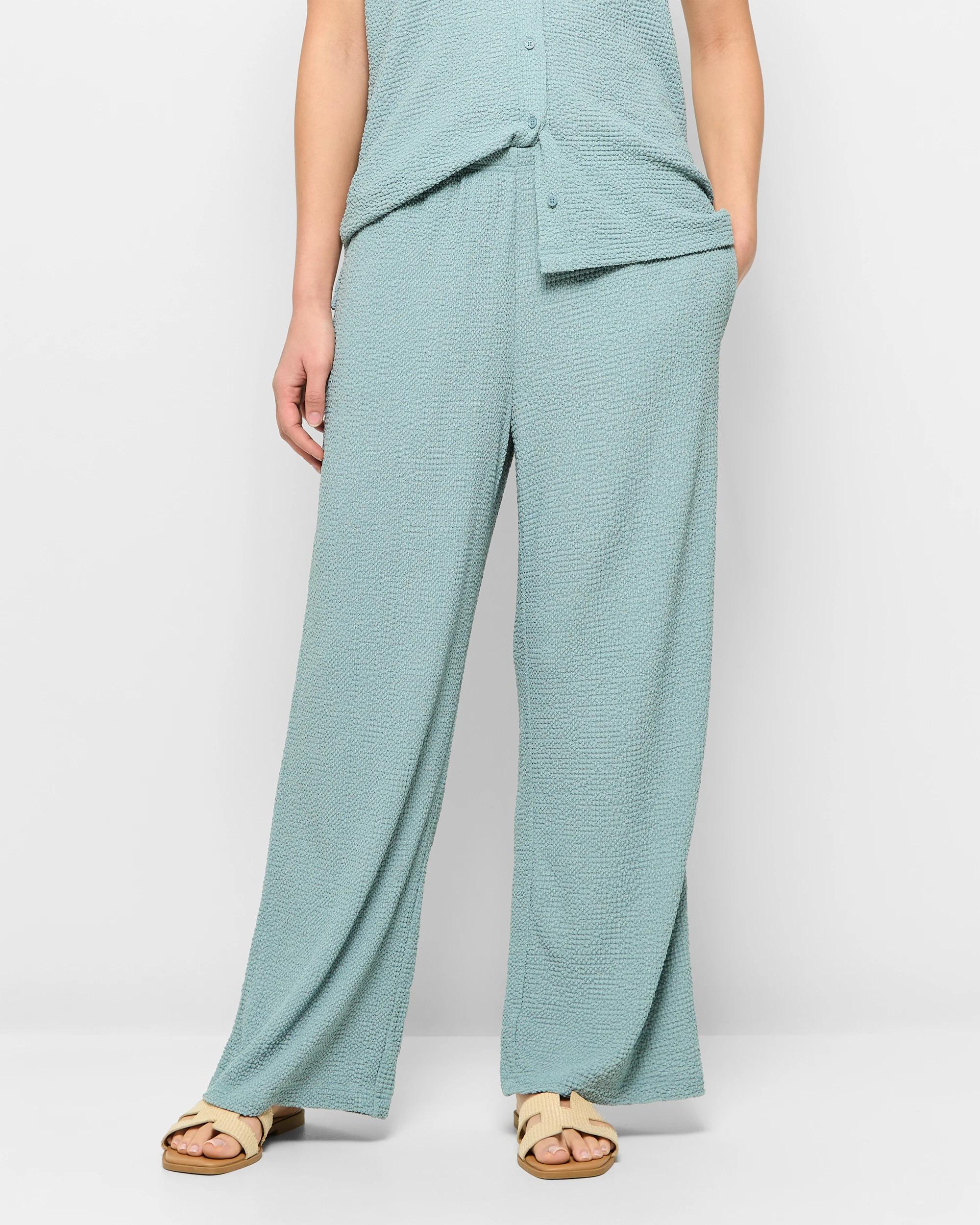 2 Target Textured Pull On Wide Leg Pants SEA BLUE, 2 of 5