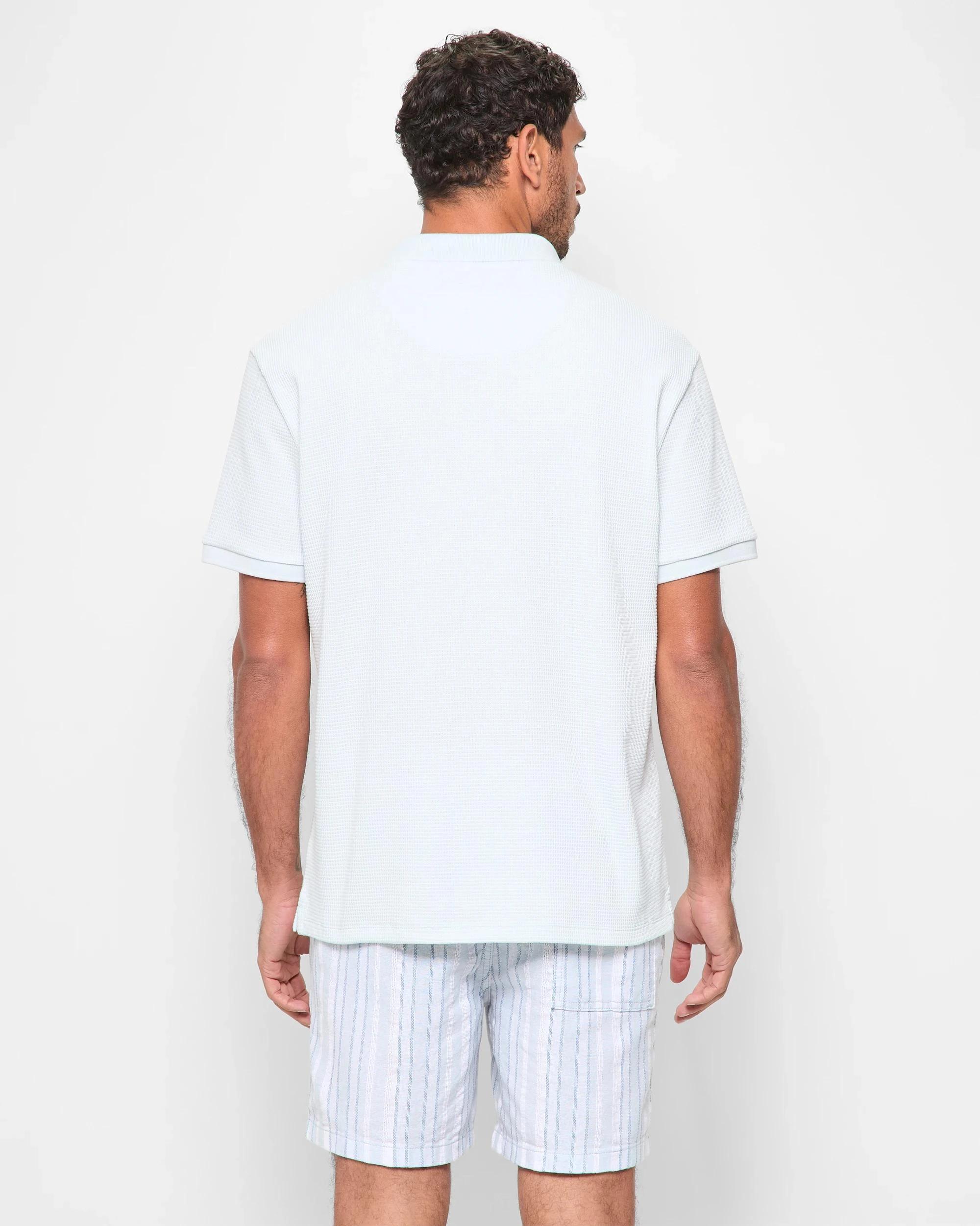 4 Target Australian Cotton Blend Waffle Polo T-Shirt LIGHT BLUE, 4 of 5