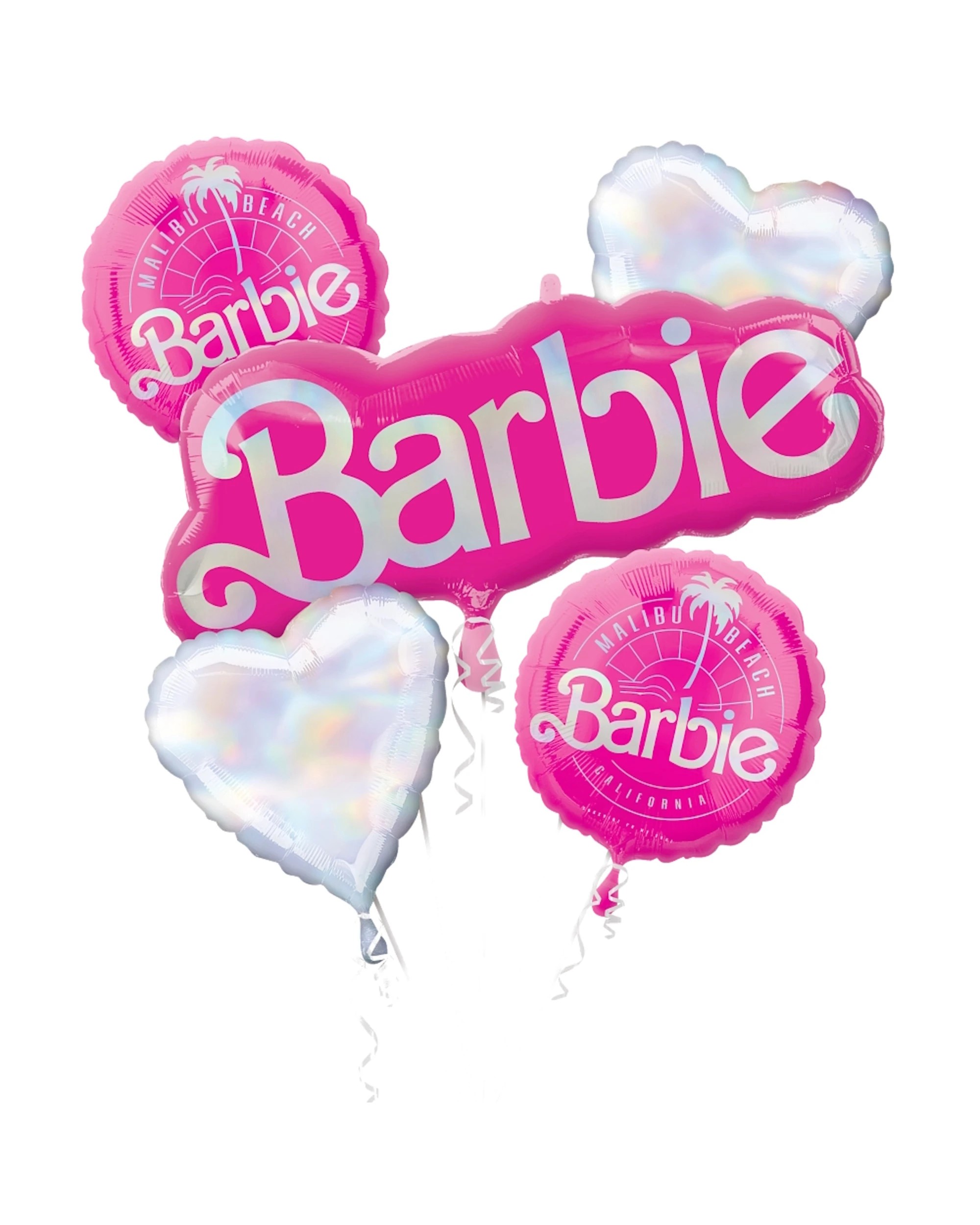 1 Barbie Barbie Malibu Beach Foil Helium Balloon Bouquet - Pink &amp; silver, 1 of 1