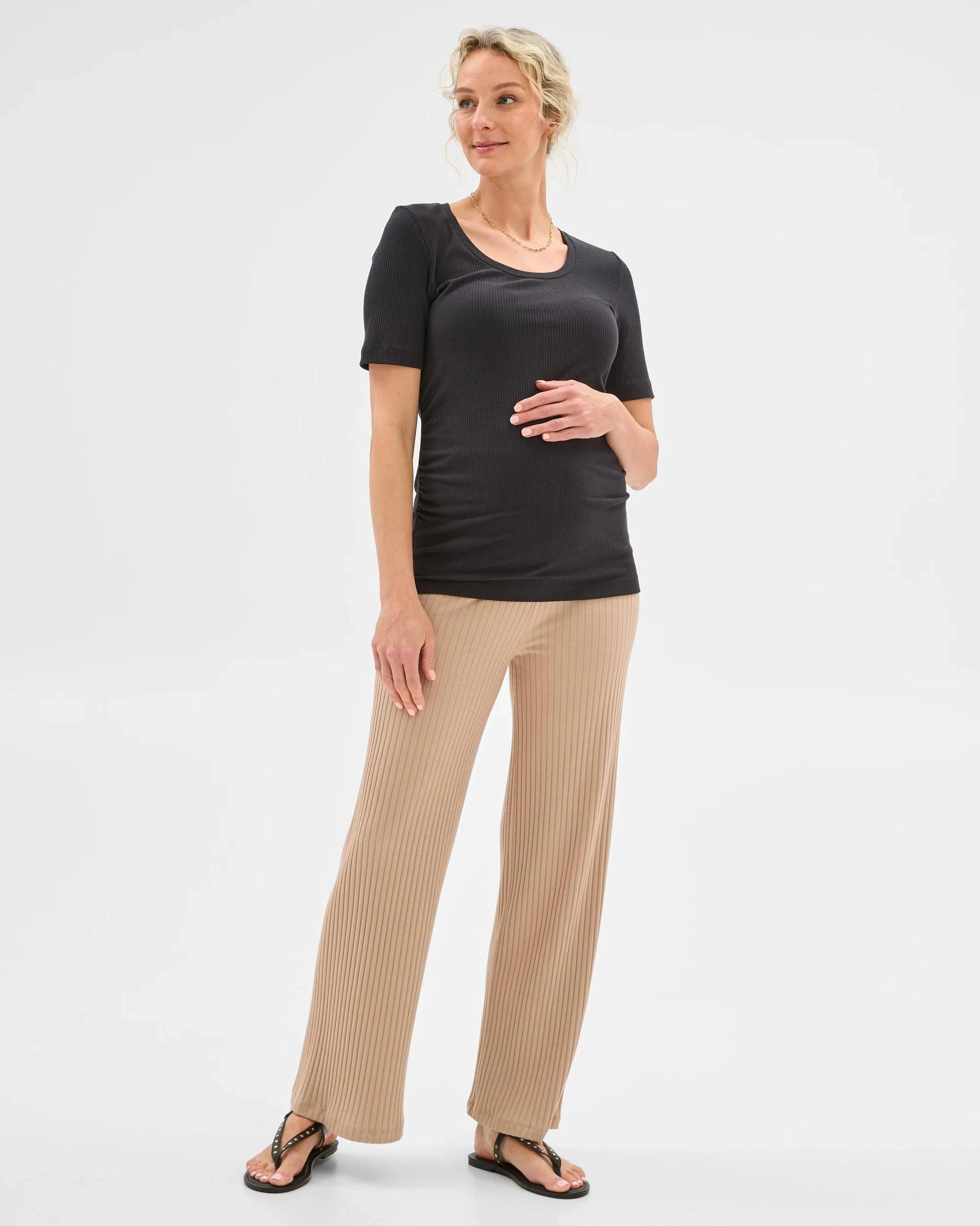 6 Target Maternity Over The Belly Rib Knit Lounge Pants BISCUIT, 6 of 6