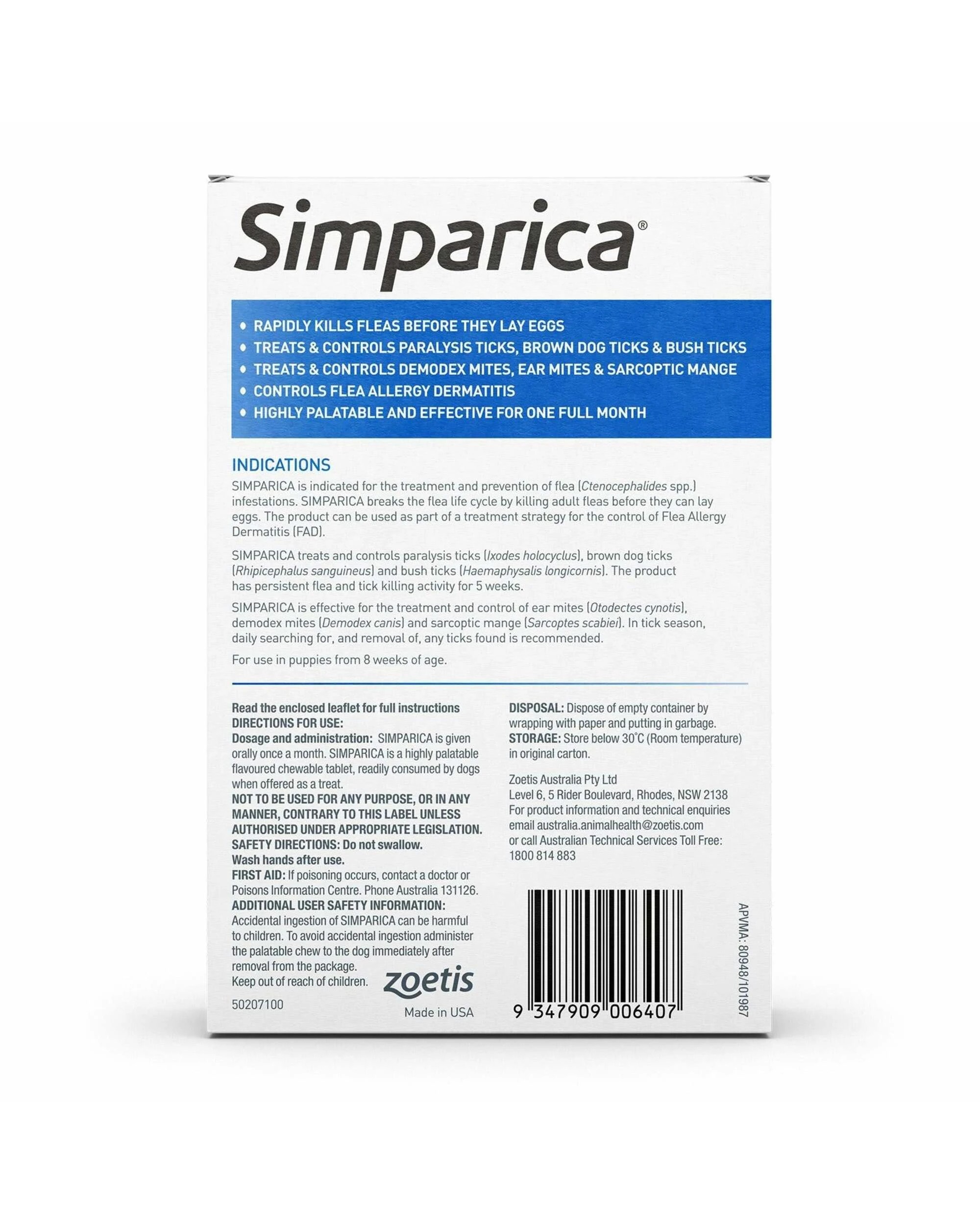 2 Simparica Medium 10.1-20kg 6pk Blue, 2 of 2