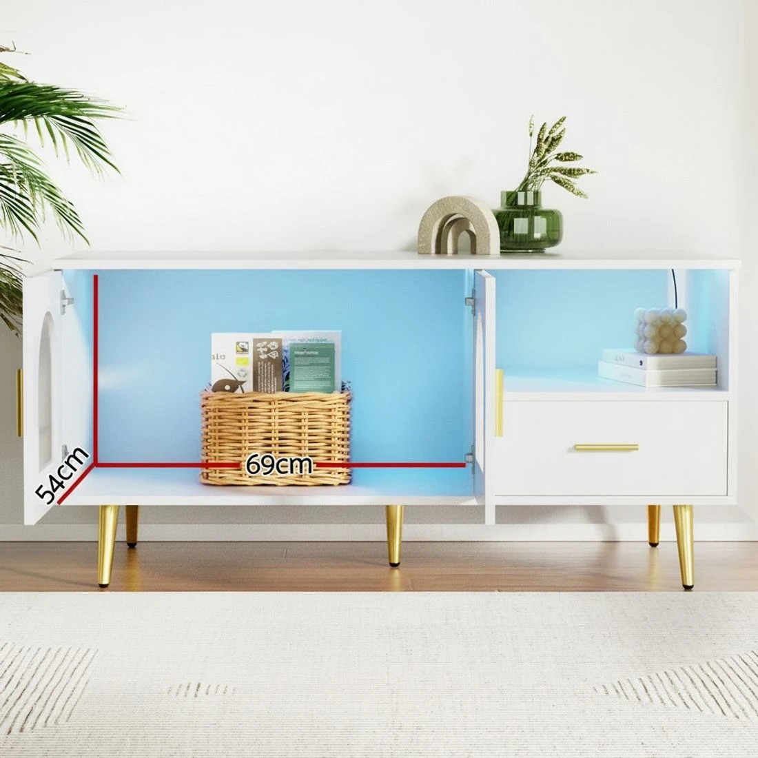 3 Artiss LED Coffee Table Shelf Drawer Storage - White, 3 of 7