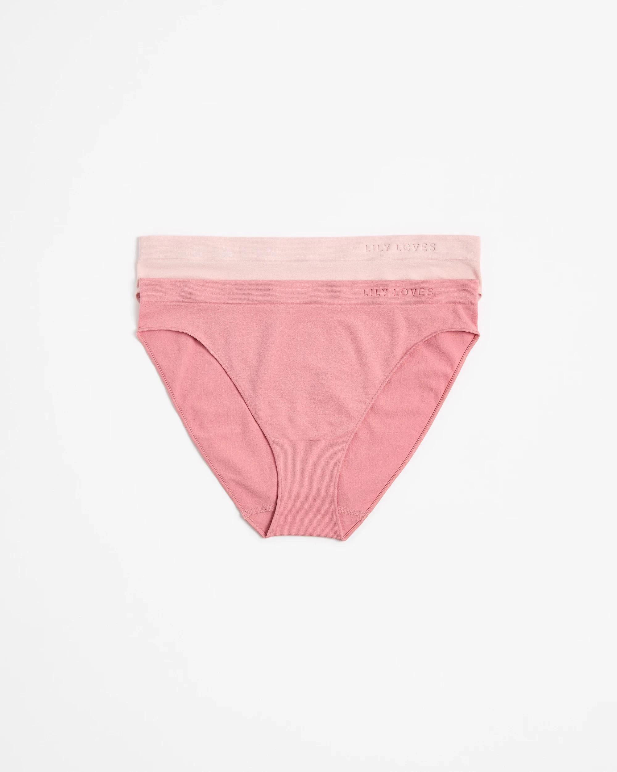 1 Lily Loves 2 Pack Seamfree Embossed Bikini Briefs APRICOT/CHALK PINK, 1 of 5