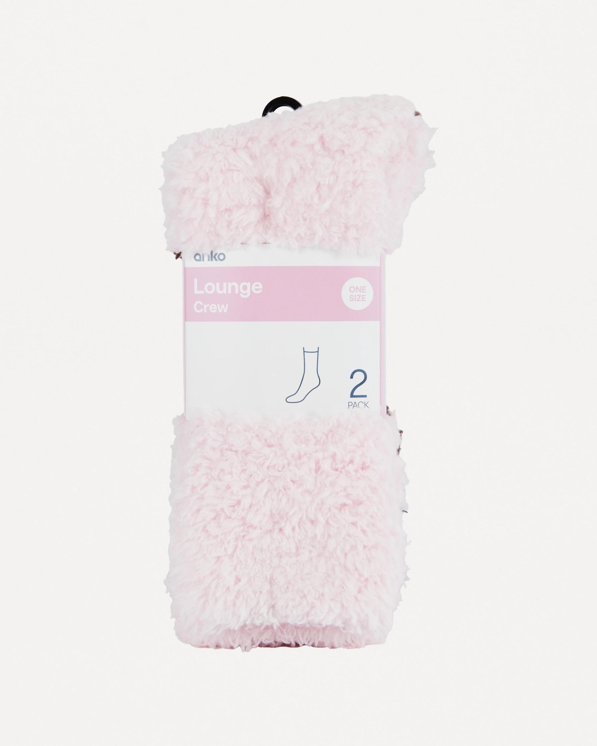 3 2 Pack Teddy Home Socks Pink Choc, 3 of 3