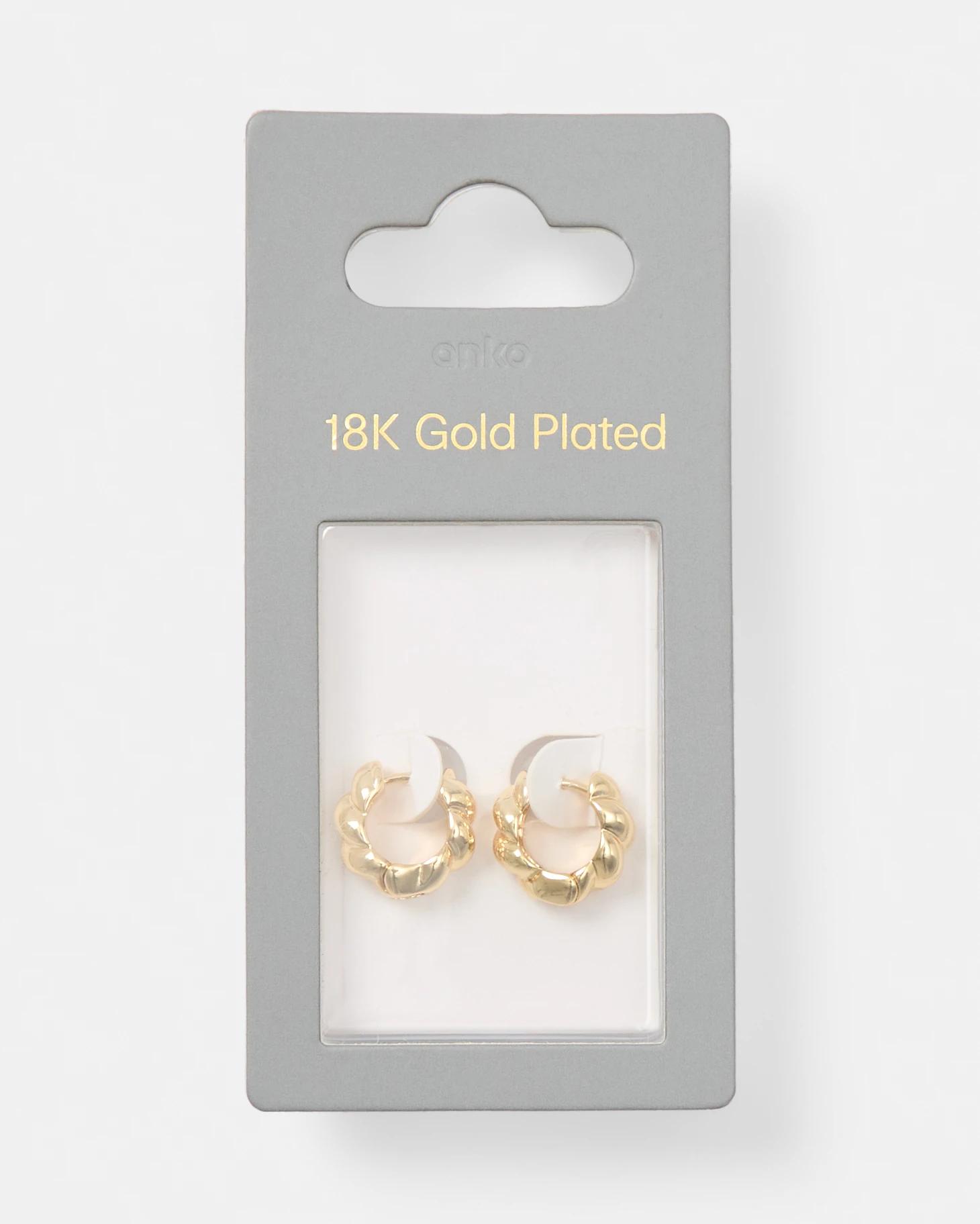 6 18K Gold Plated Bubble Hoop Earrings Gold, 6 of 6