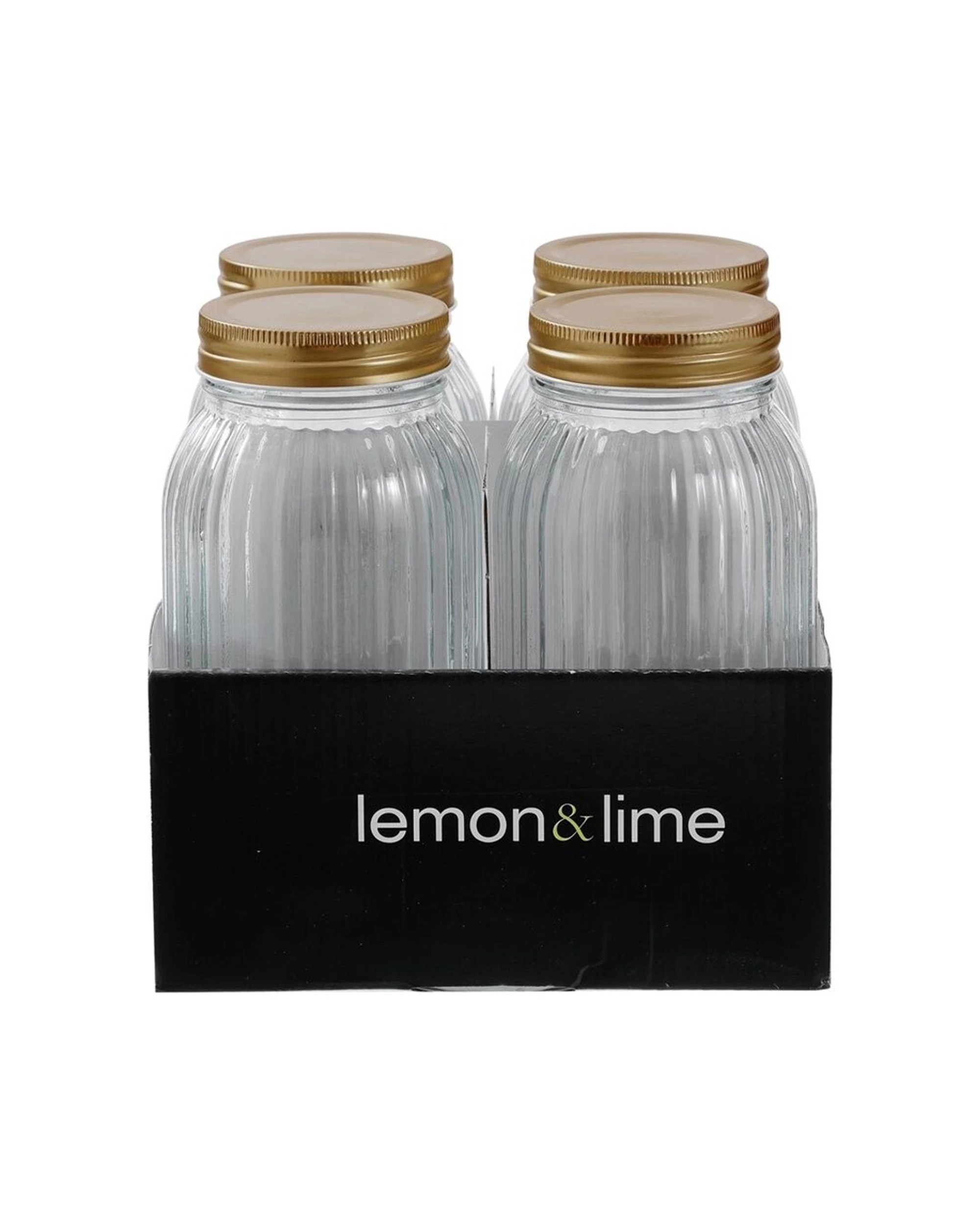4 Lemon & Lime 4pc Roma Ribbed Conserve Jar 800ml With Airtight Lid - Clear, 4 of 8