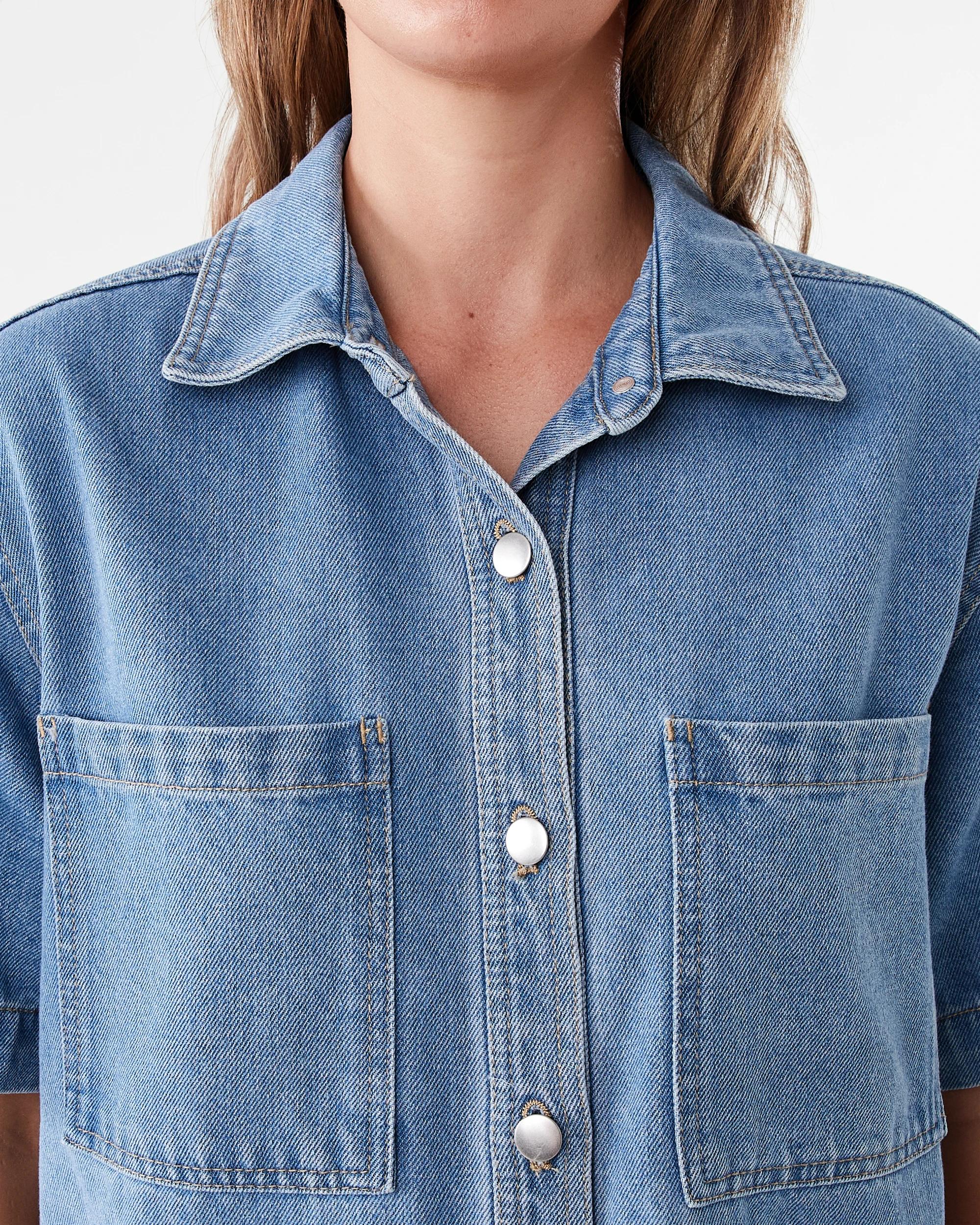 5 Short Sleeve Denim Shirt Light Wash, 5 of 7